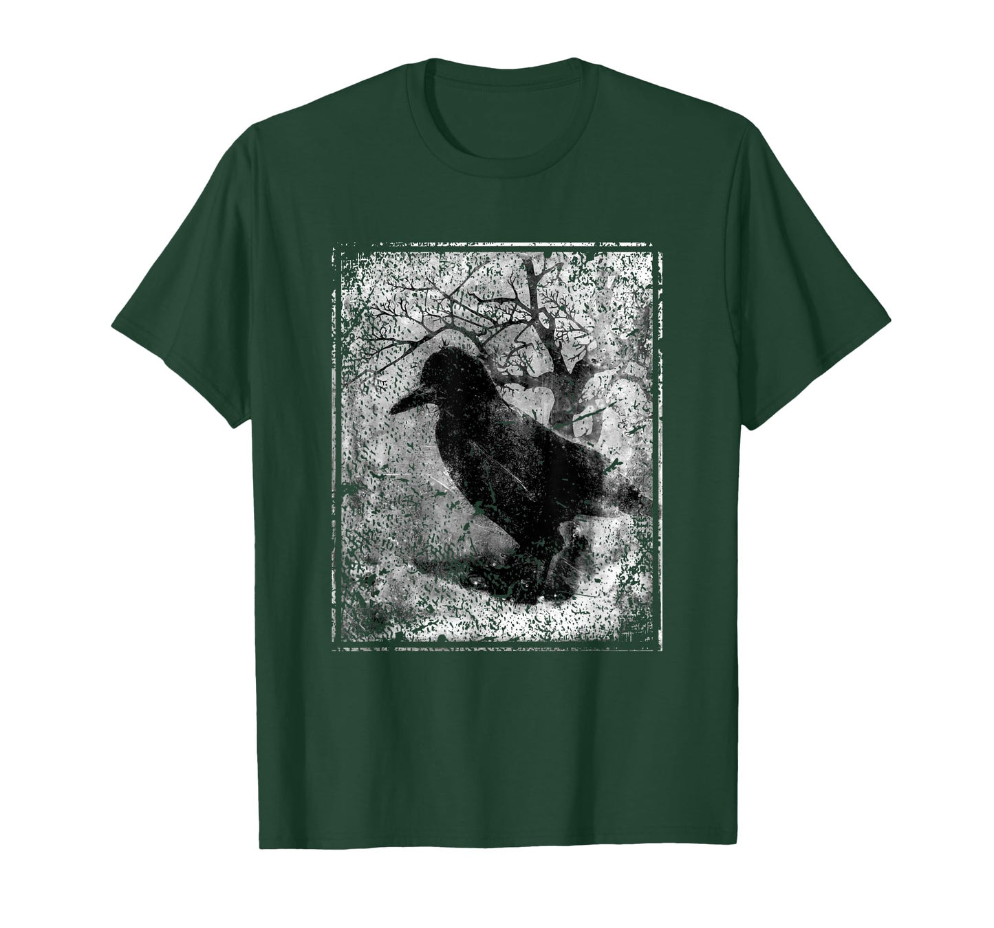 Black Crow on Tree- Vintage Dark Art Occult Aesthetics T-Shirt