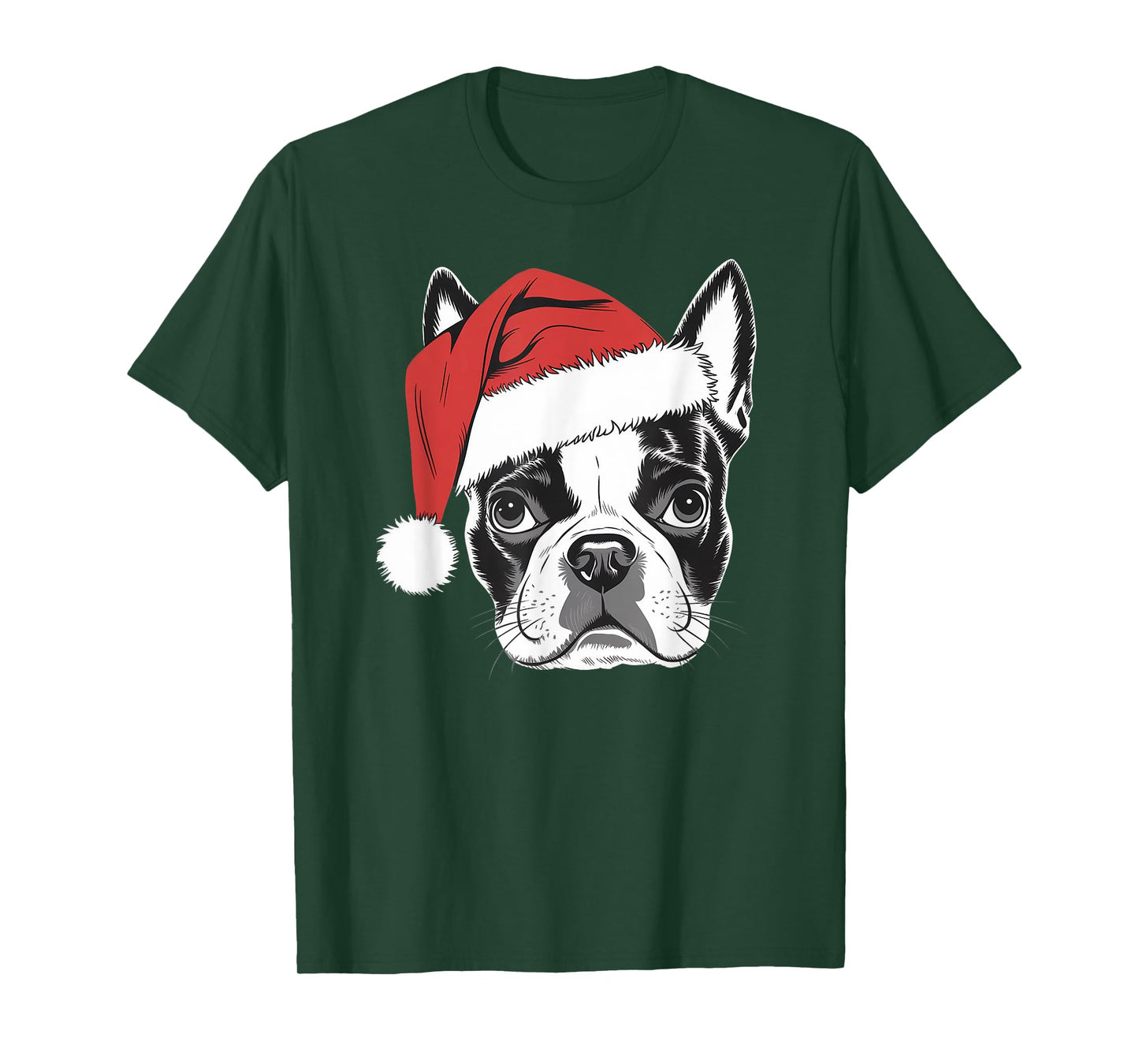 Joyful Boston Terrier Santa Dog on Boston Terrier Christmas T-Shirt for Men Women Kids