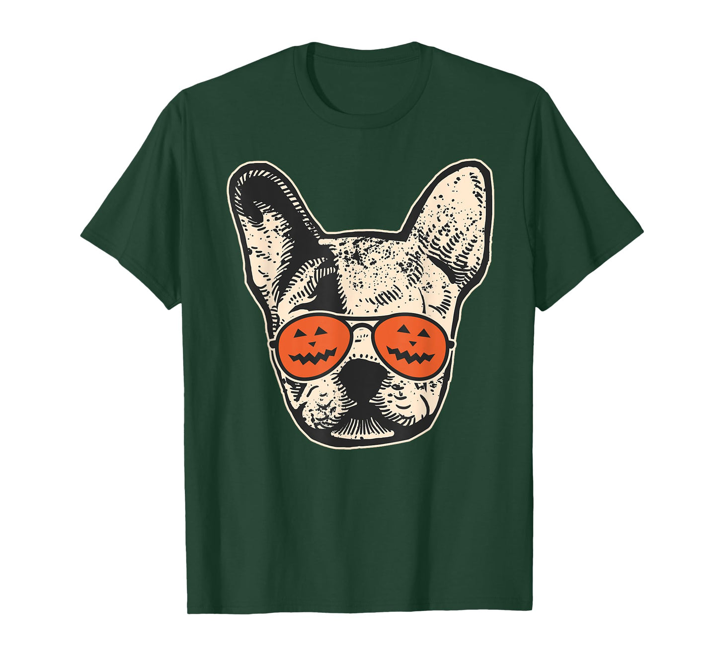 Frenchie in Pumpkin Sunglasses - French Bulldog Halloween T-Shirt