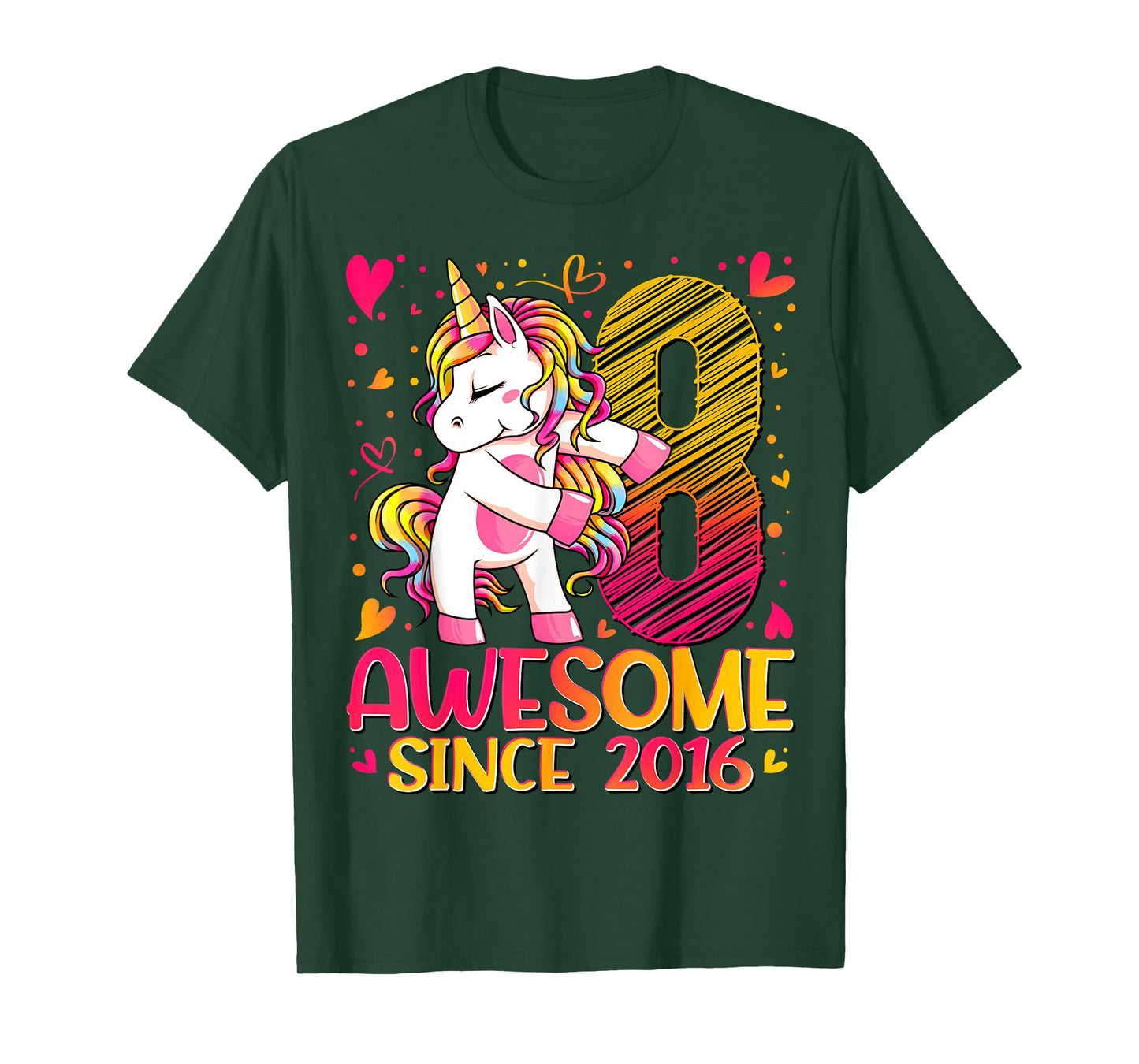 8 Years Old Flossing Unicorn Gifts 8th Birthday Girl Party T-Shirt