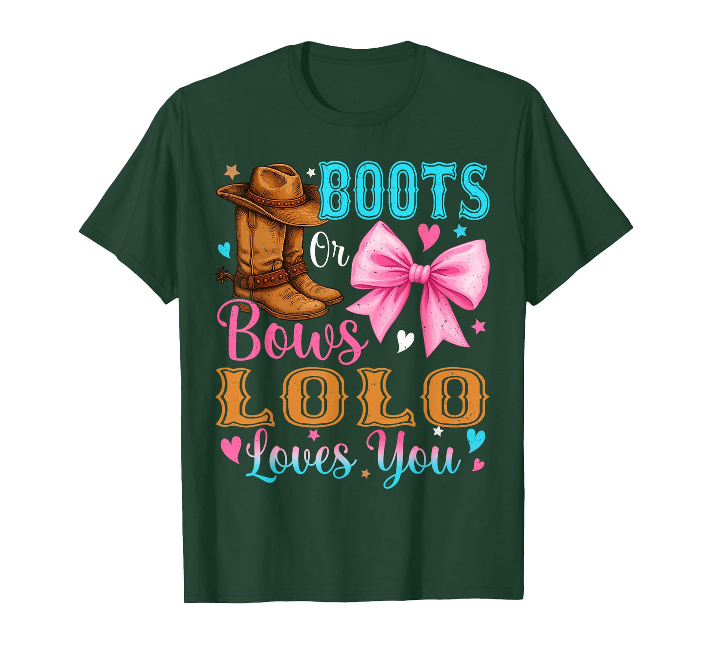 Boots or Bows Lolo Loves You Gender Reveal Family T-Shirt