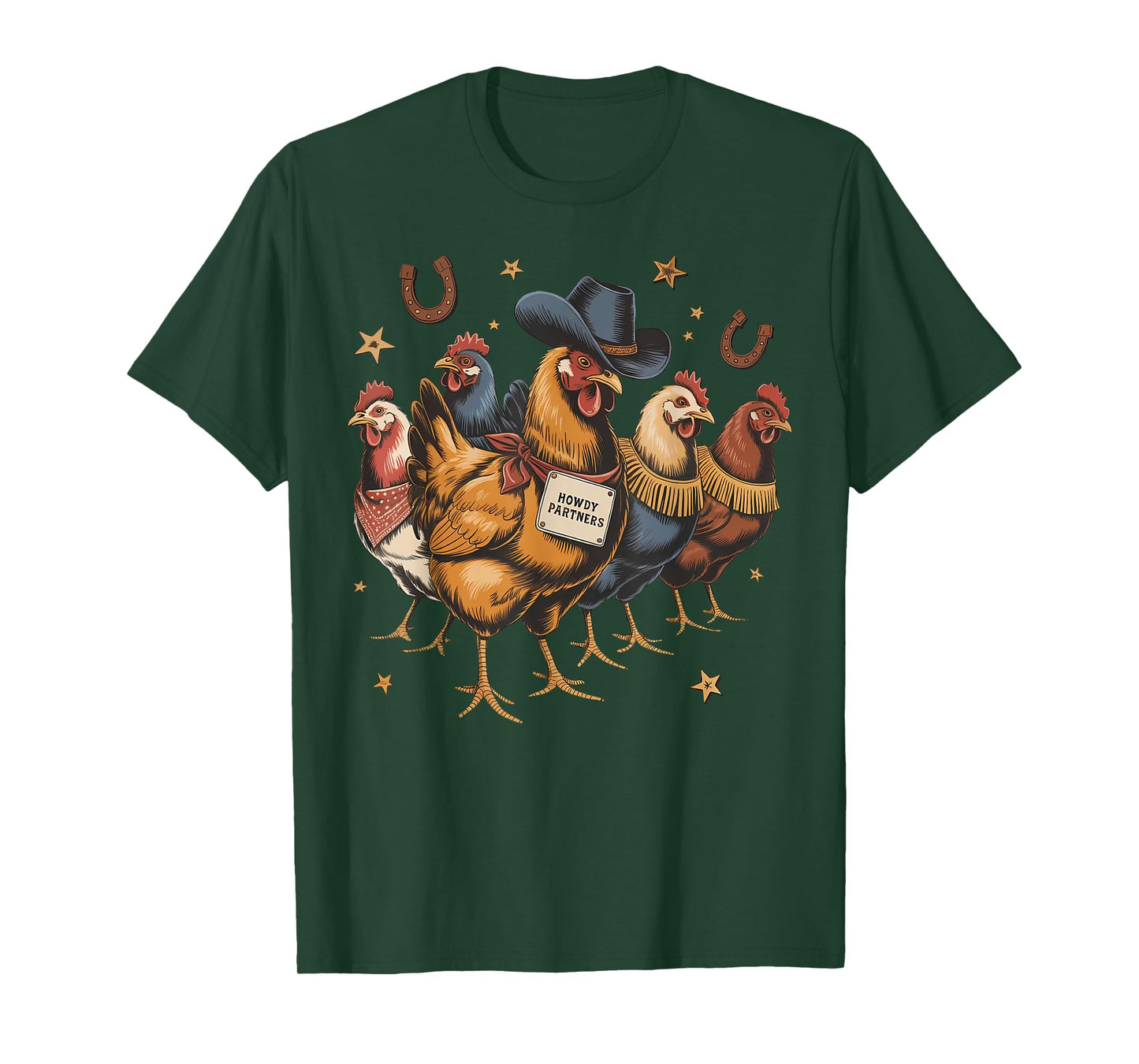 Howdy Partners Chicken Western Cowboy Rodeo Farm Animal T-Shirt