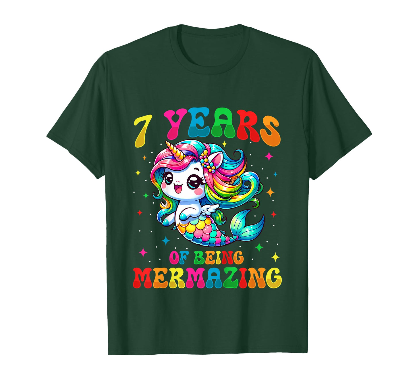 7 Years Old Mermaid Unicorn 7th Birthday Party Girls T-Shirt