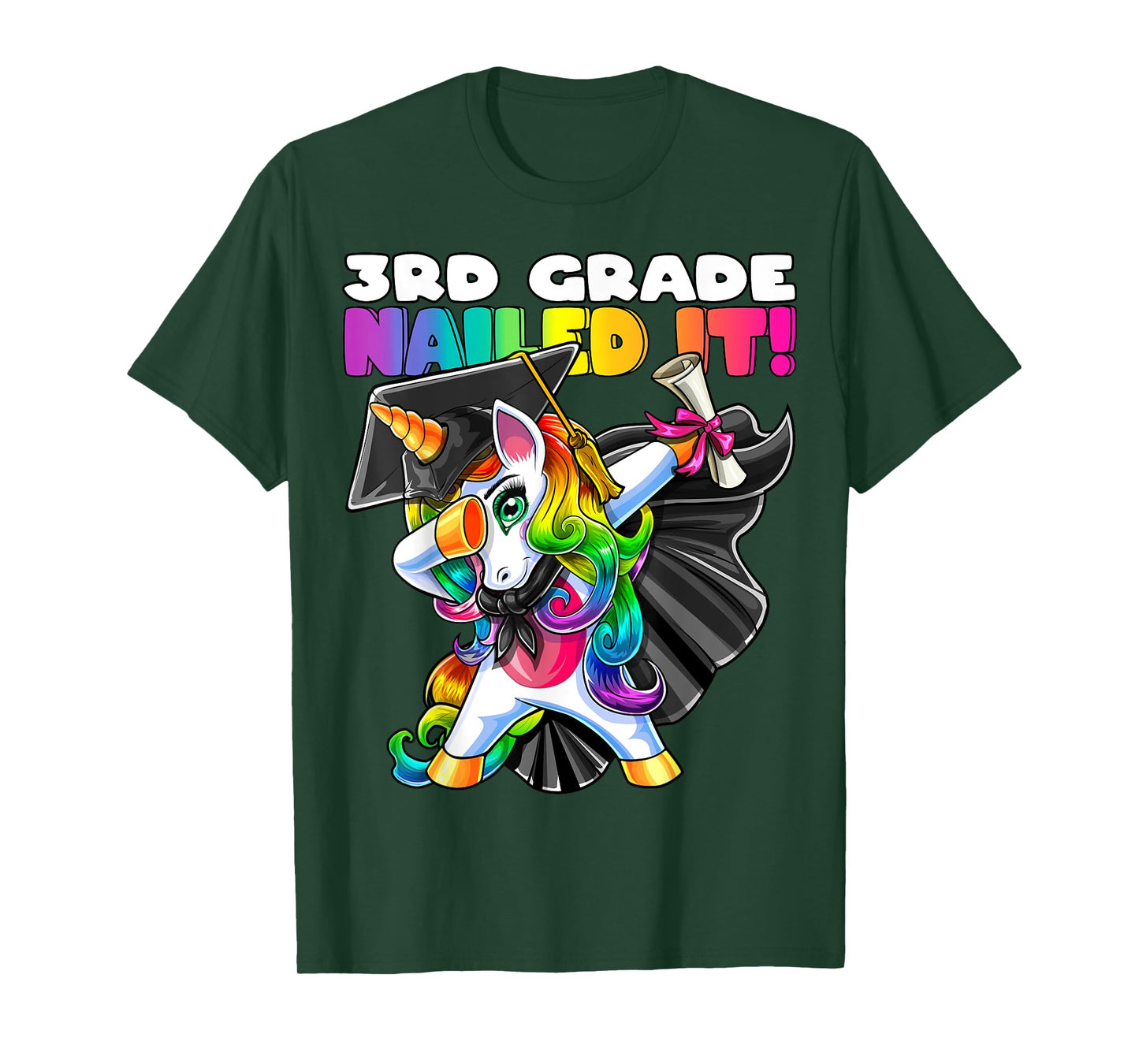 Dabbing Unicorn 3rd Grade Graduation Cap Gown Gift Girls T-Shirt