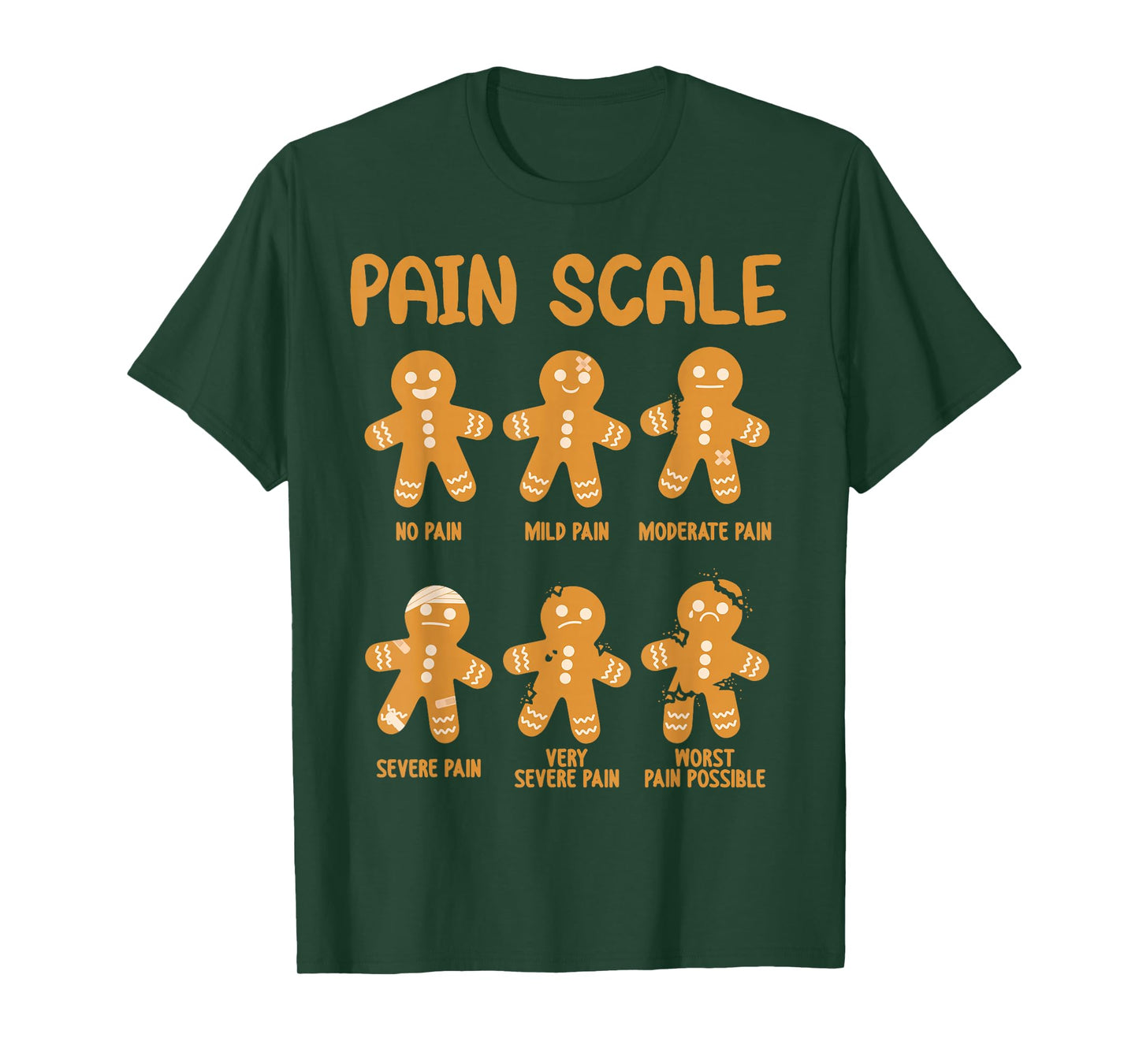 Nurse Christmas Pain Scale Assessment RN ER Gingerbread Man T-Shirt