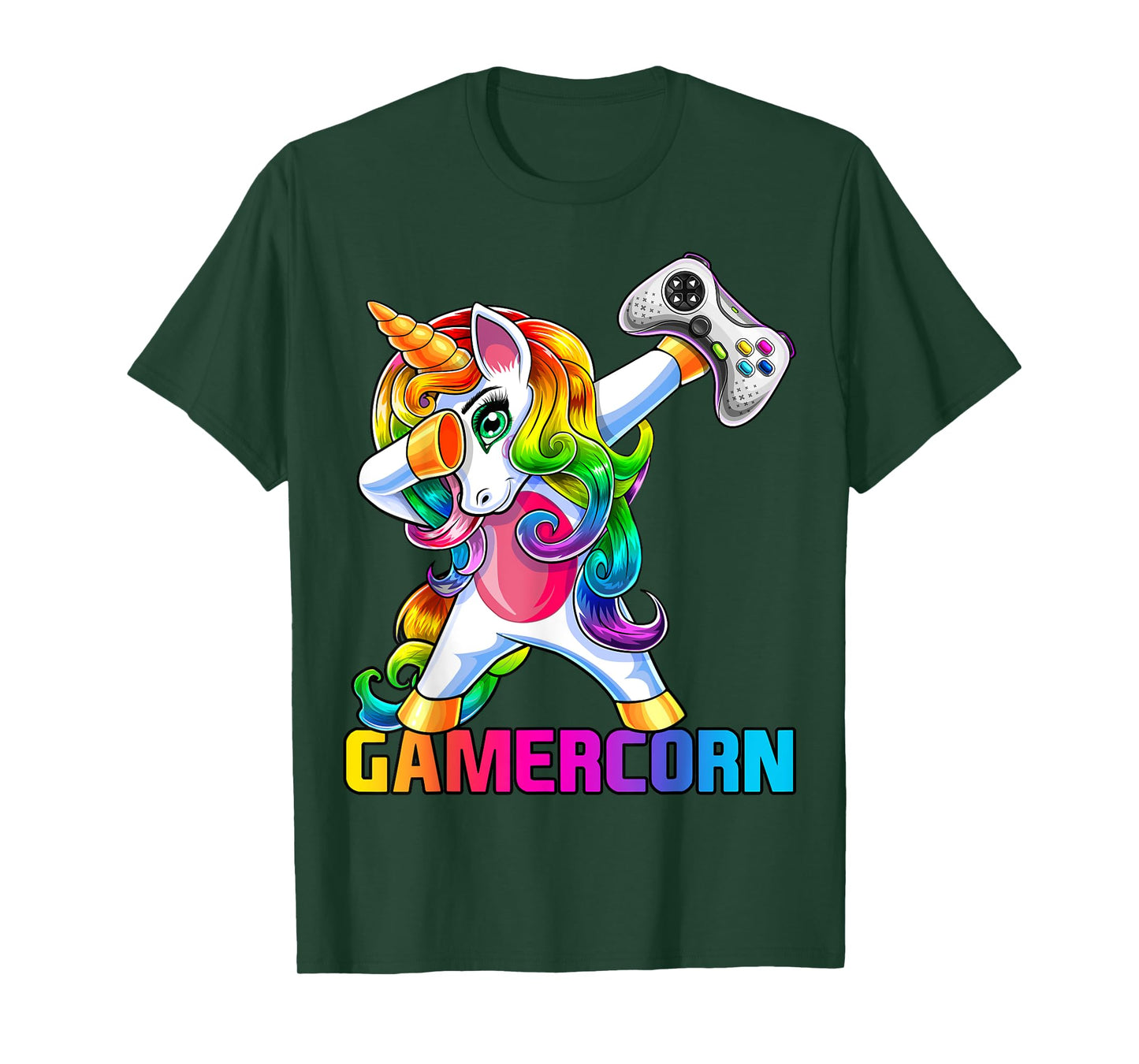 Gamercorn Dabbing Unicorn Video Game Controller Gamer Girl T-Shirt