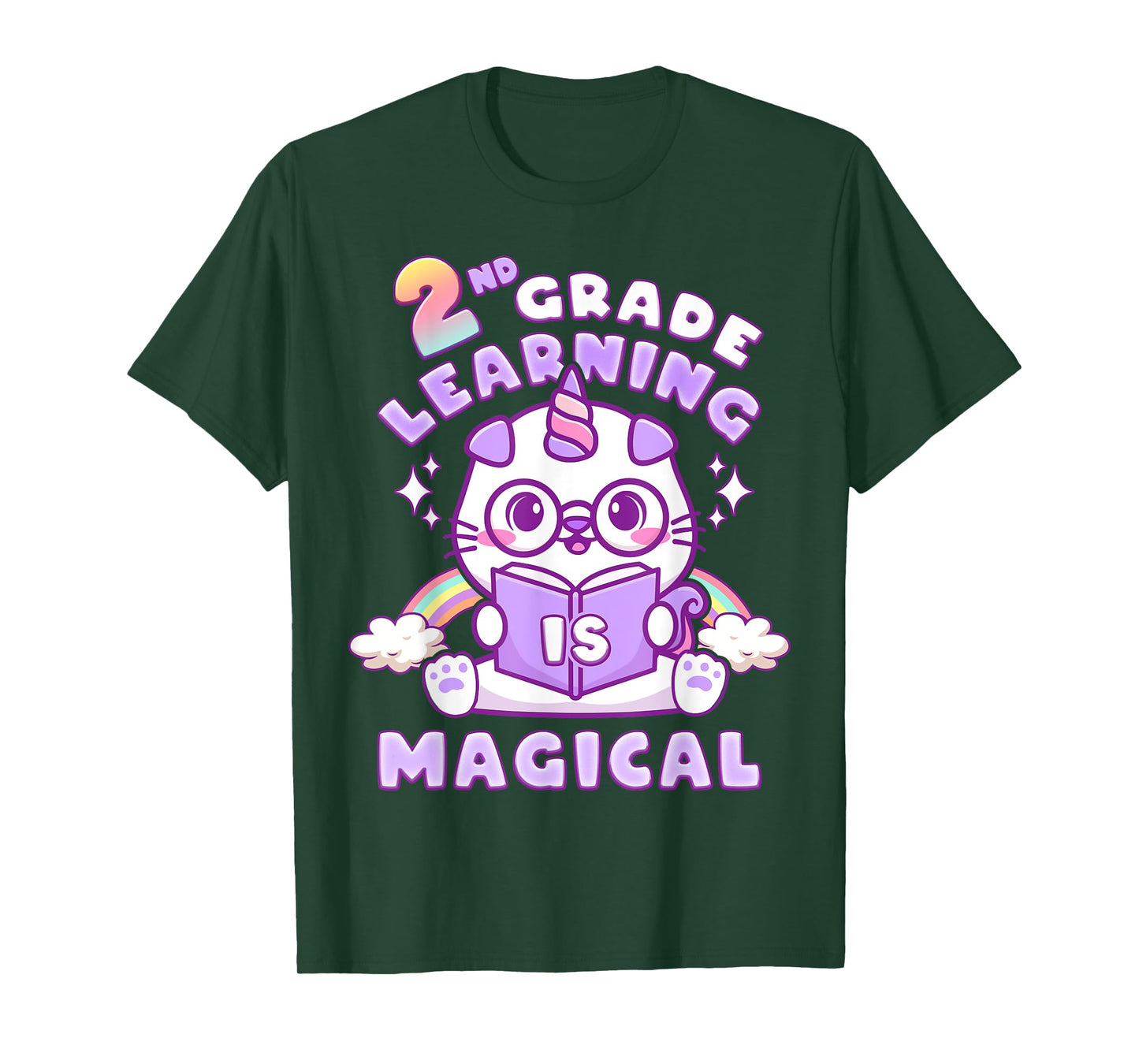 Back To School First Day of 2nd Grade Girl Unicorn Cat T-Shirt