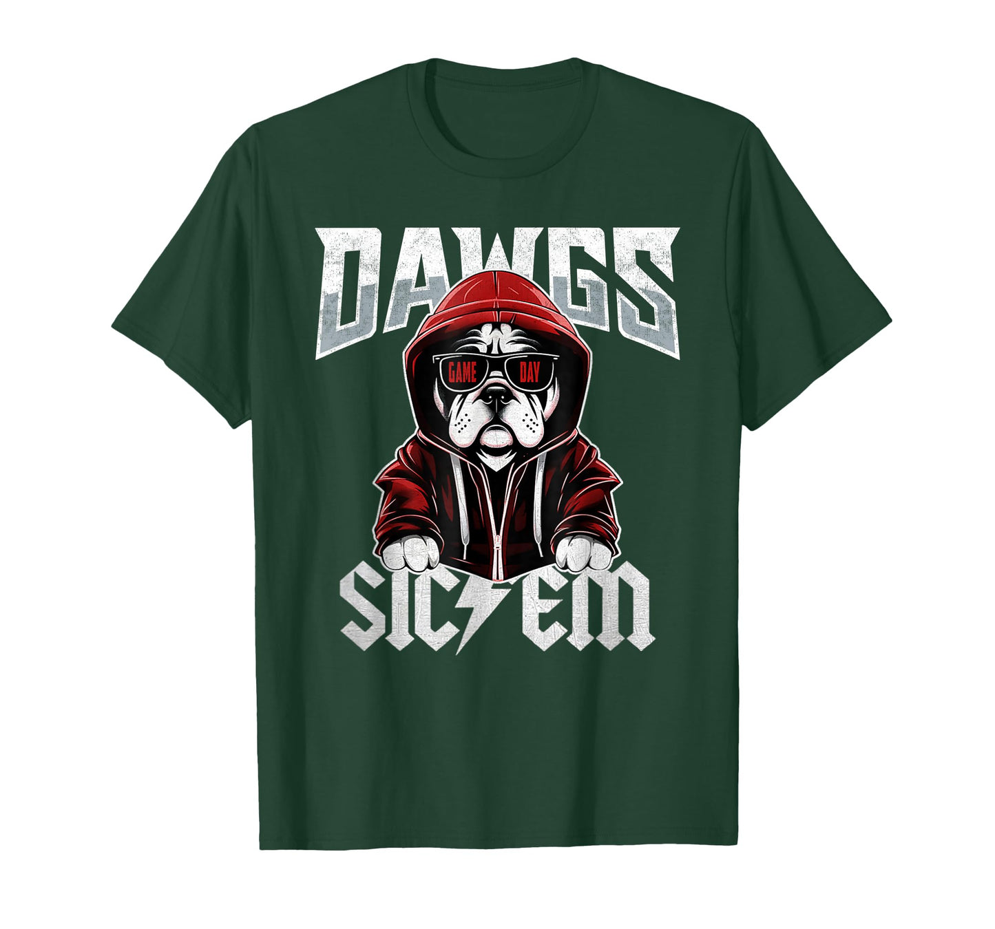 Sic Em Bulldog Distressed - Dawgs Bulldog Spirit Evergreen T-Shirt