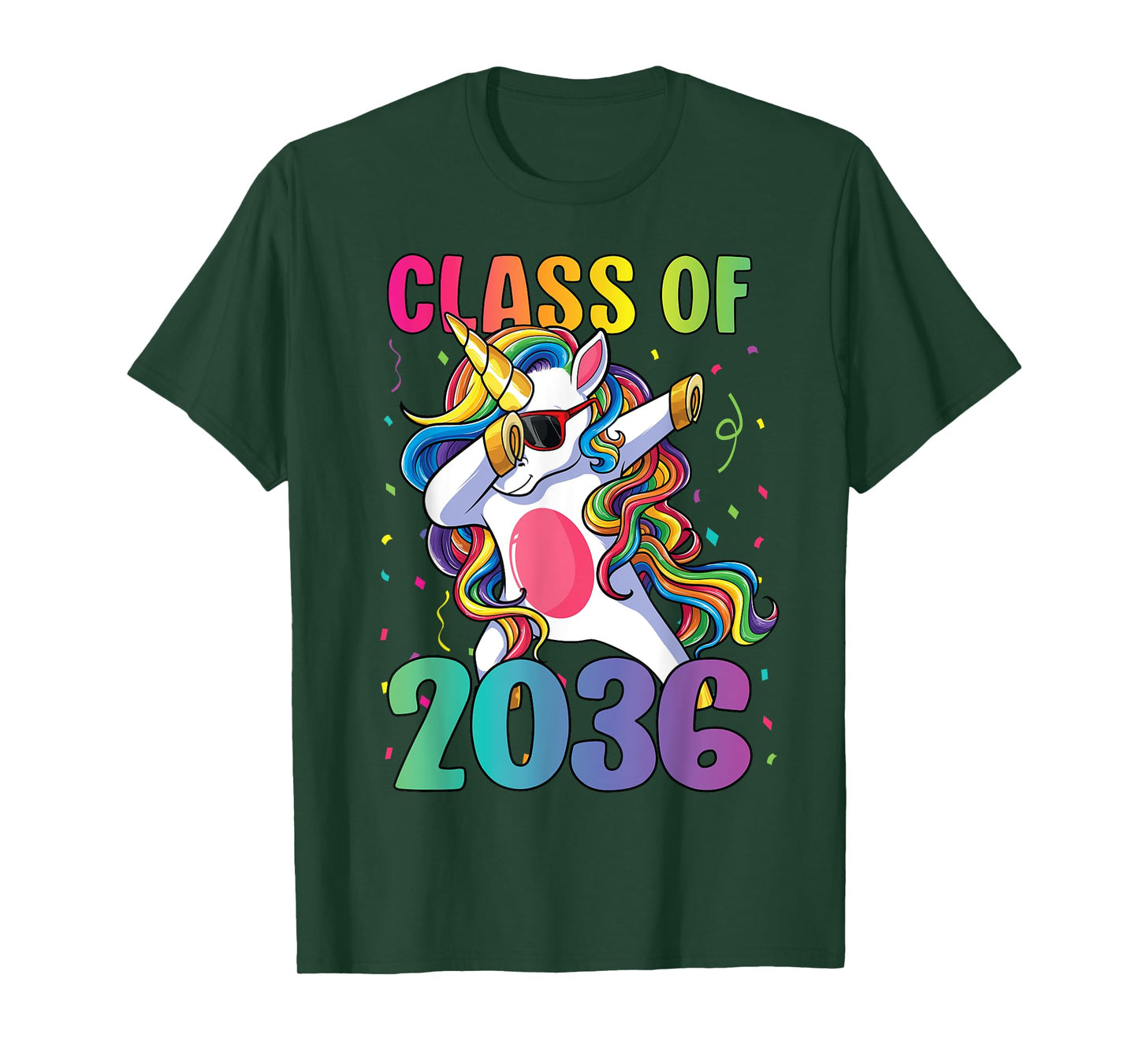 Class of 2036 Shirt Girls Kids Dabbing Unicorn Grow With Me T-Shirt