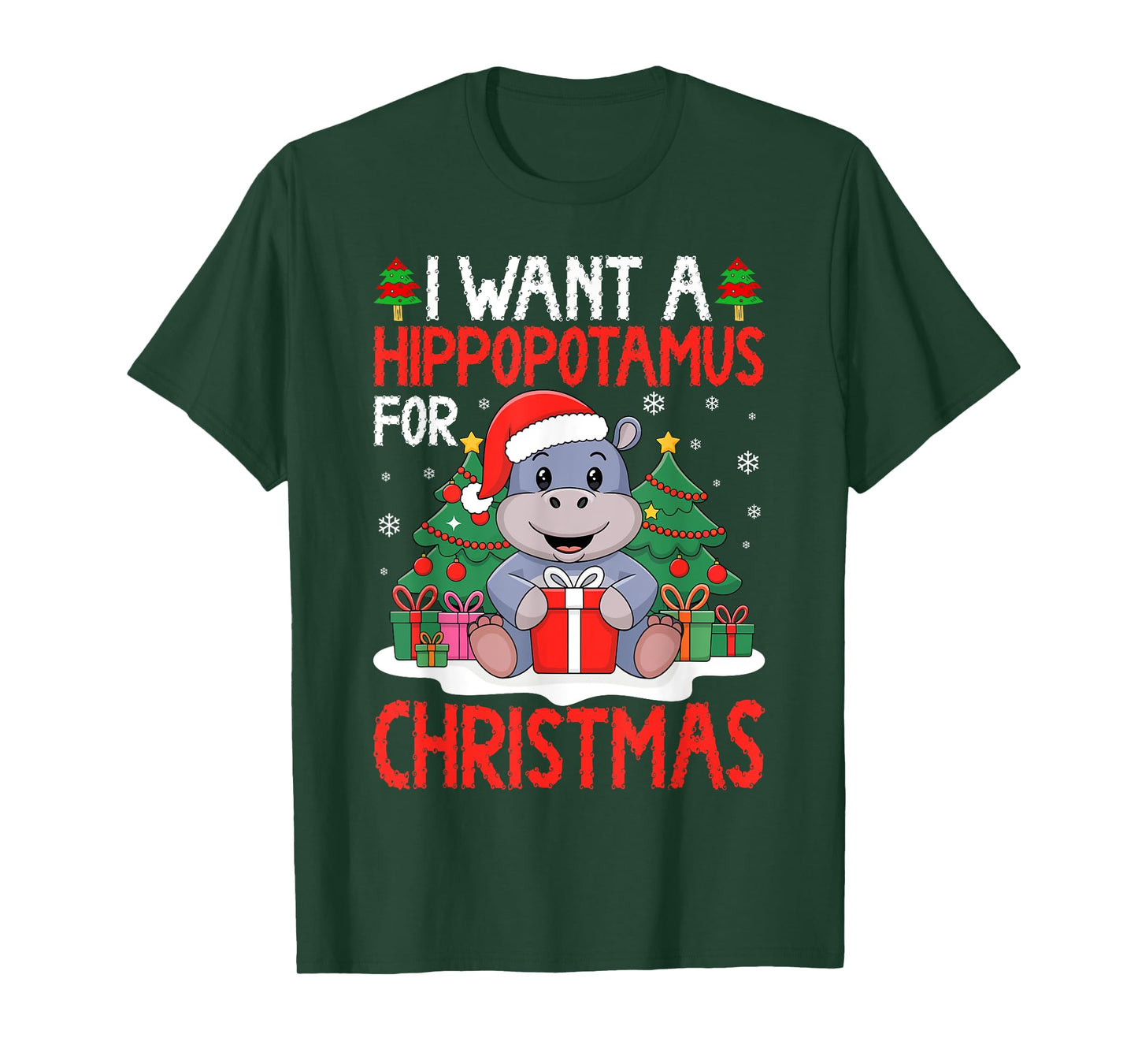 I Want A Hippopotamus For Christmas Shirt Xmas Hippo Lover T-Shirt