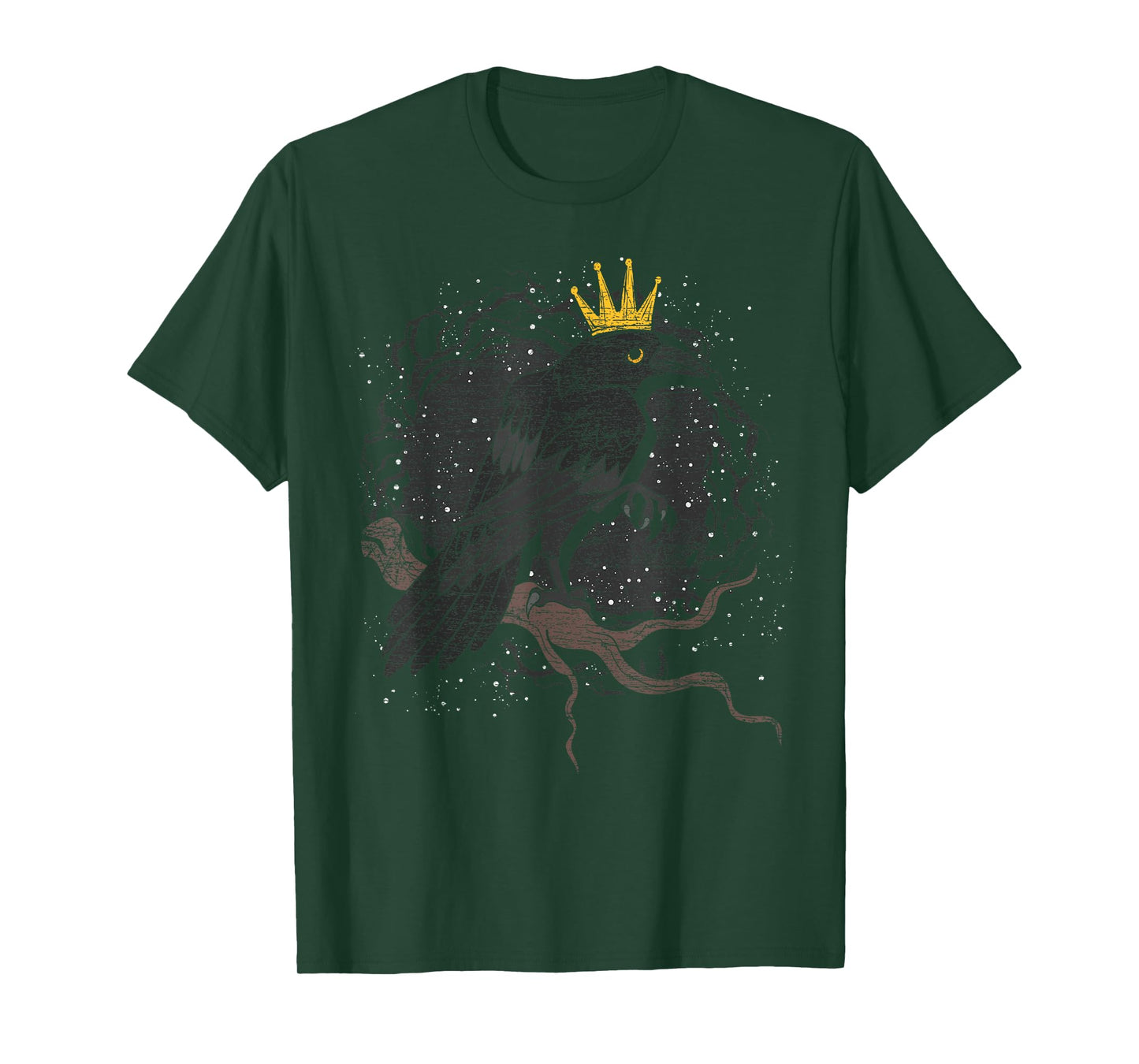 Crown Raven Creepy Night Forest Animal Gothic Bird Crow T-Shirt