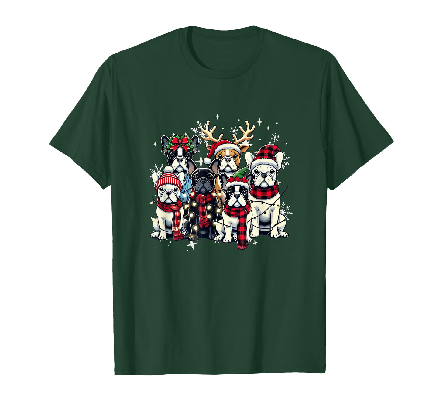 French Bulldog Christmas Buffalo Plaid Xmas Frenchie Lover Men Women Kids T-Shirt