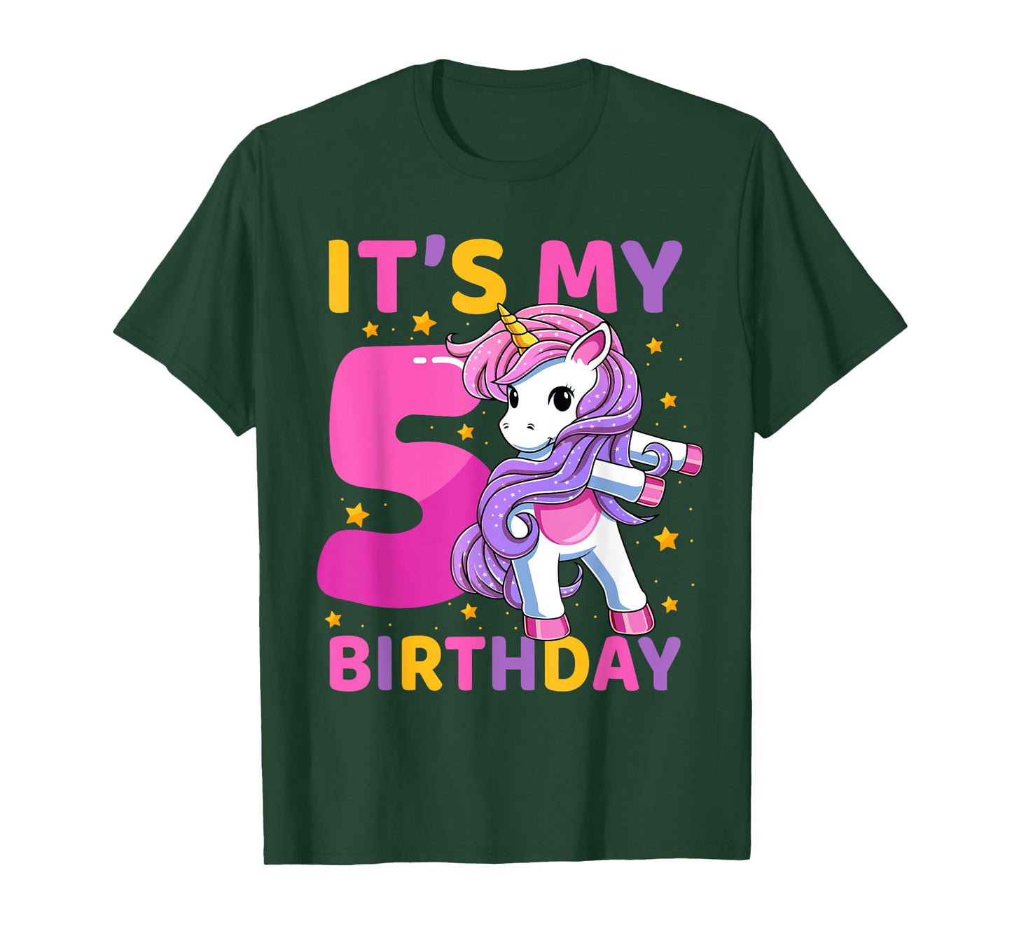 5 Years Old Unicorn Flossing 5th Birthday Party Girls Kids T-Shirt