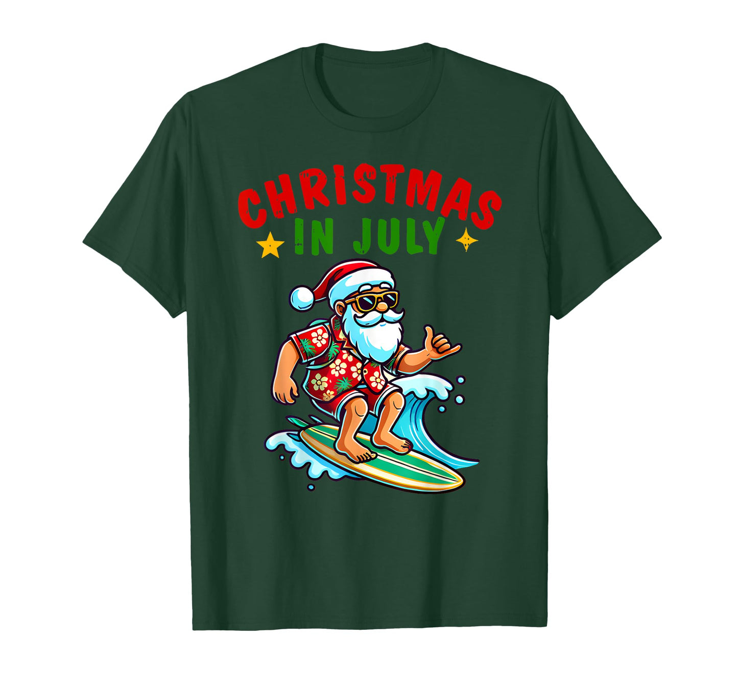 Christmas In July Shirt Boys Kids Santa Surfing Summer Xmas T-Shirt