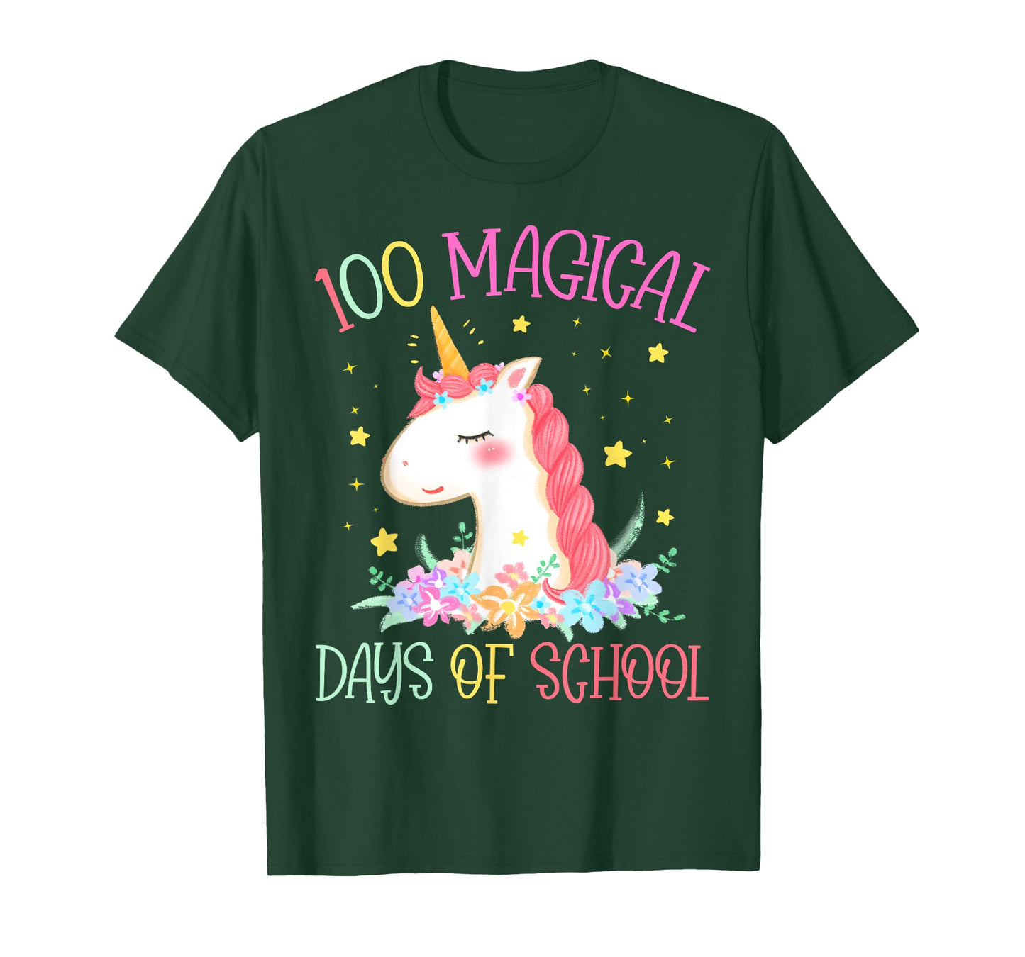 100th Day of School Unicorn 100 Magical Days Girls Teacher T-Shirt