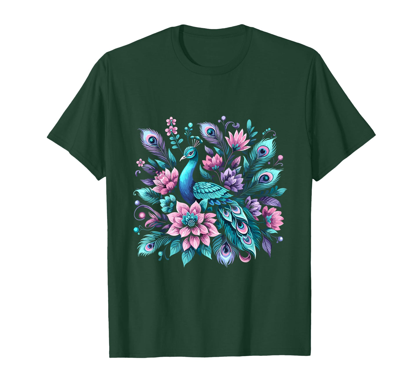 Beautiful Floral Flower Peacock T-Shirt