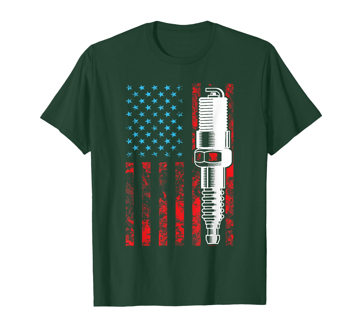 American Flag Spark Plug - Vintage Car Lover USA T-Shirt