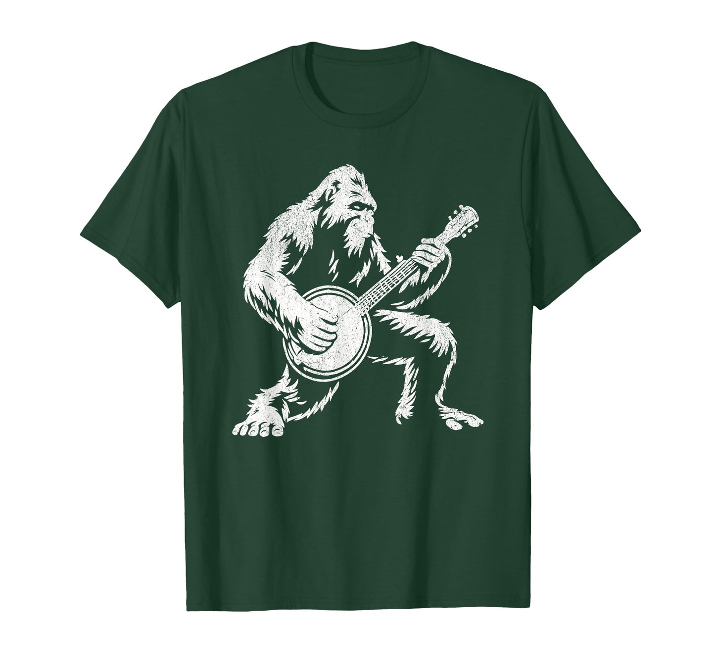 Funny Bigfoot Sasquatch Playing Banjo Bluegrass Music Lover T-Shirt