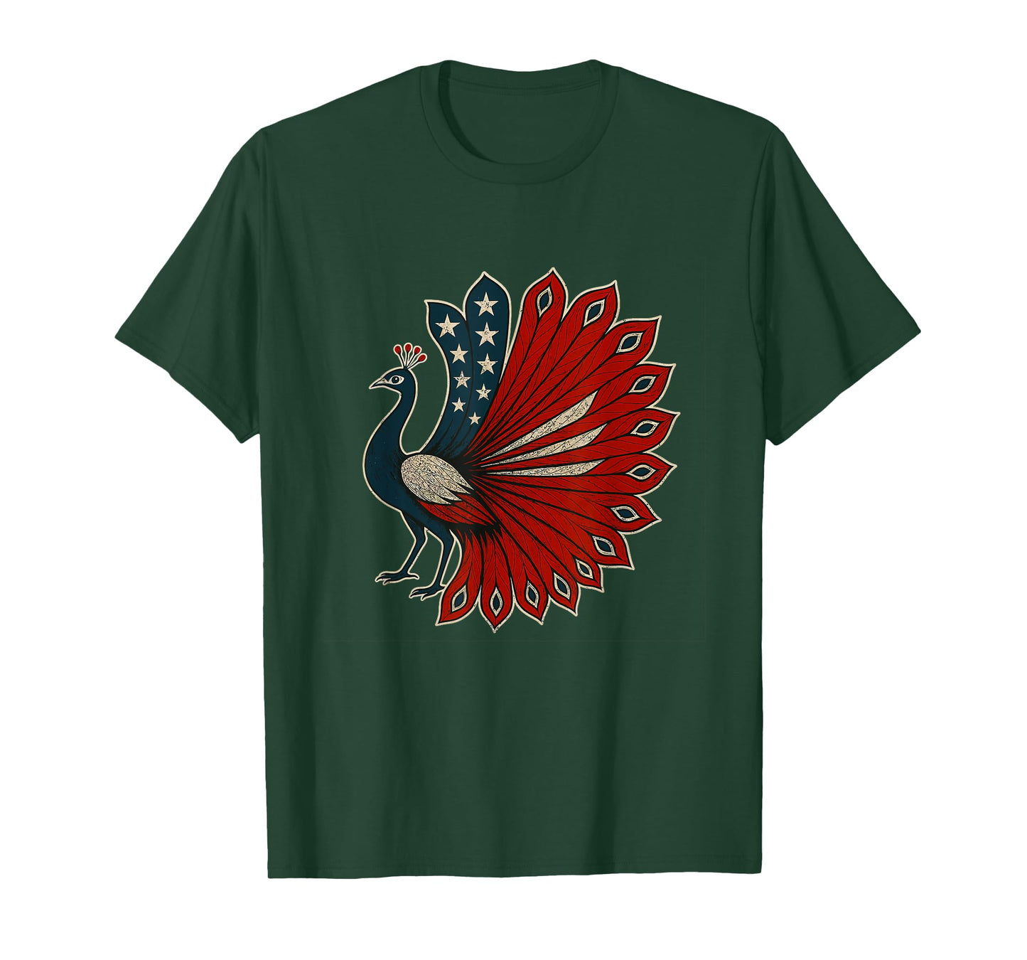 Peacock USA Flag 4th of July Patriotic Indépendance Party T-Shirt