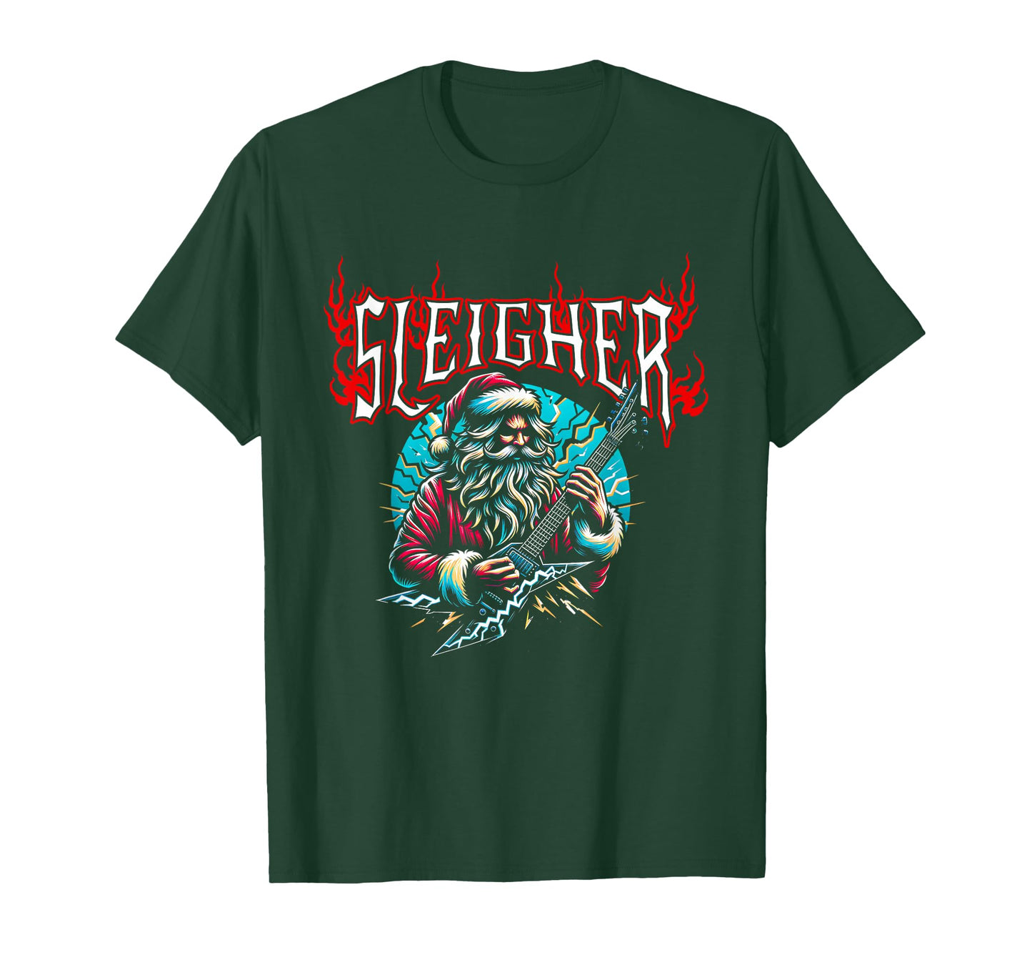 Sleigher Santa Funny Christmas Heavy Metal Music Men Women T-Shirt