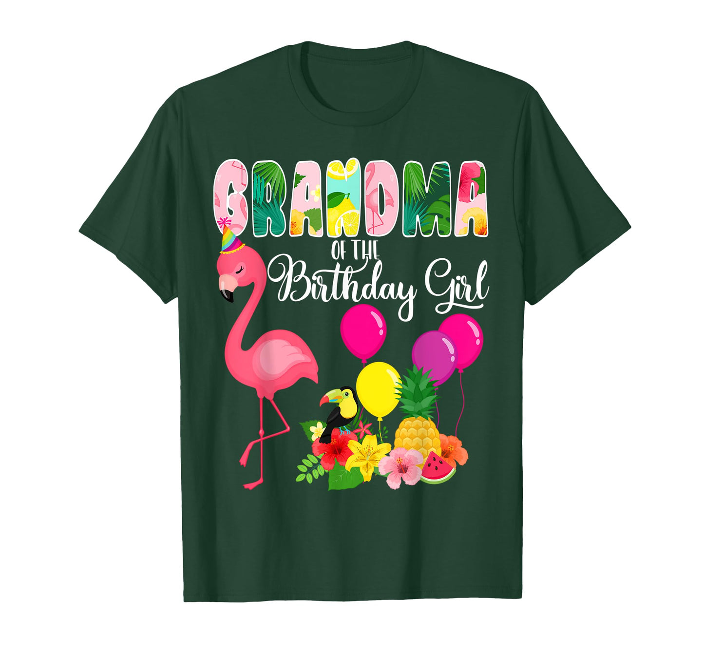 Flamingo Birthday Grandma Of The Birthday Girl Flamingo Bday T-Shirt