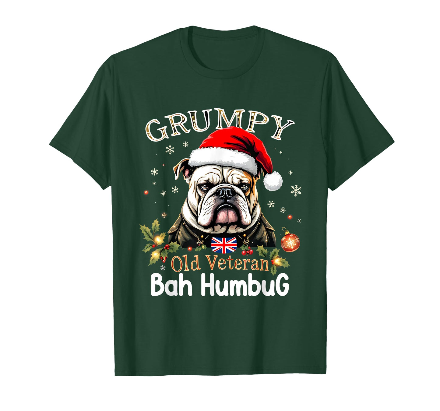 Grumpy Old Veteran Bah Humbug Christmas Dog Lovers Gifts Men Women Kids T-Shirt