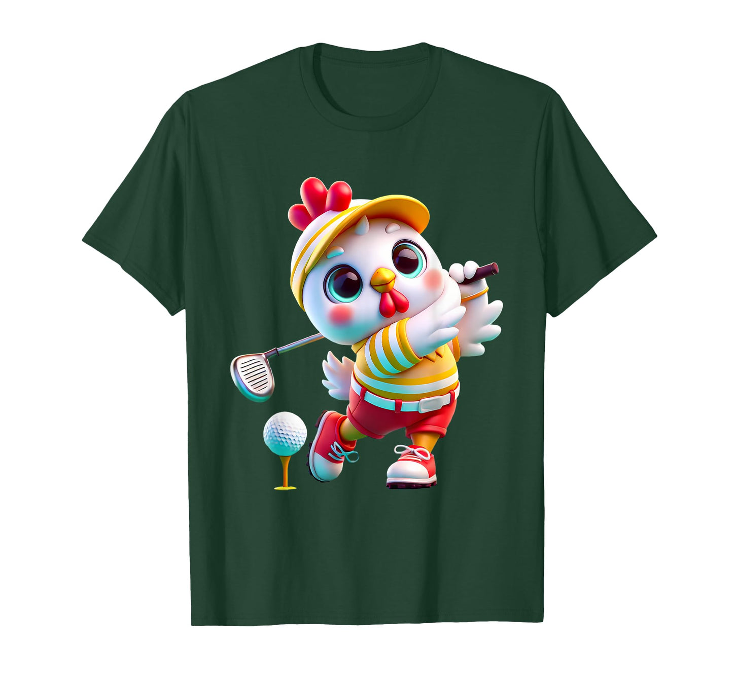 Cute Chicken Playing Golf Golfer Golfing Men Women Kids T-Shirt