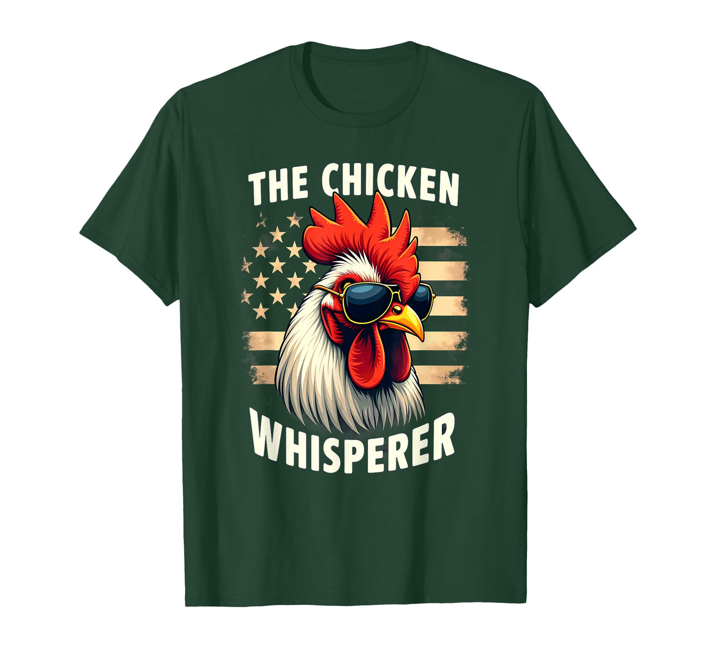 Farmer US Flag Chicken Whisperer Rooster T-Shirt