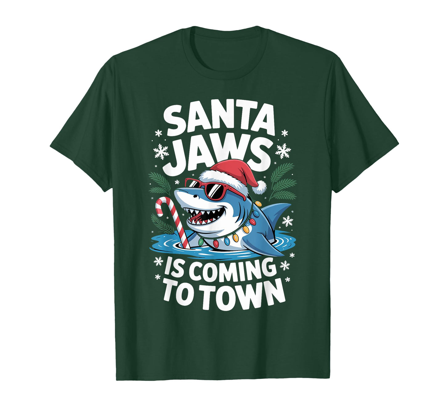 Santa Jaws Sharkmas Xmas Shark Christmas In July T-Shirt