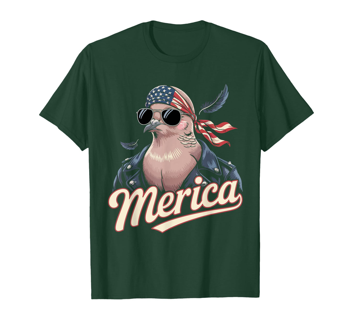 Mourning Dove Bird Lover Sunglasses USA Flag 4th of July T-Shirt