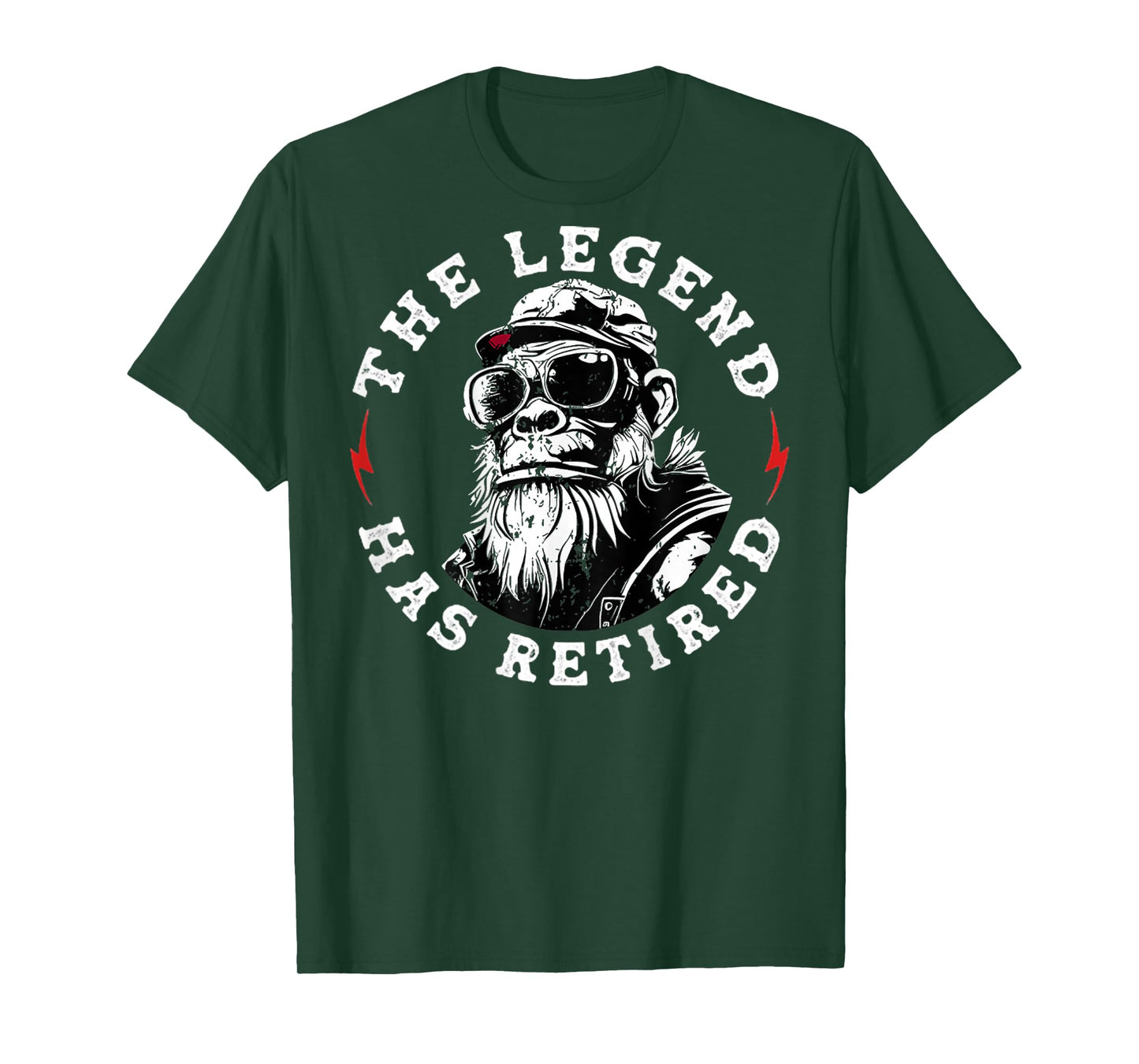 Funny Monkey Retirement The Legend Has Retired (On Back) T-Shirt