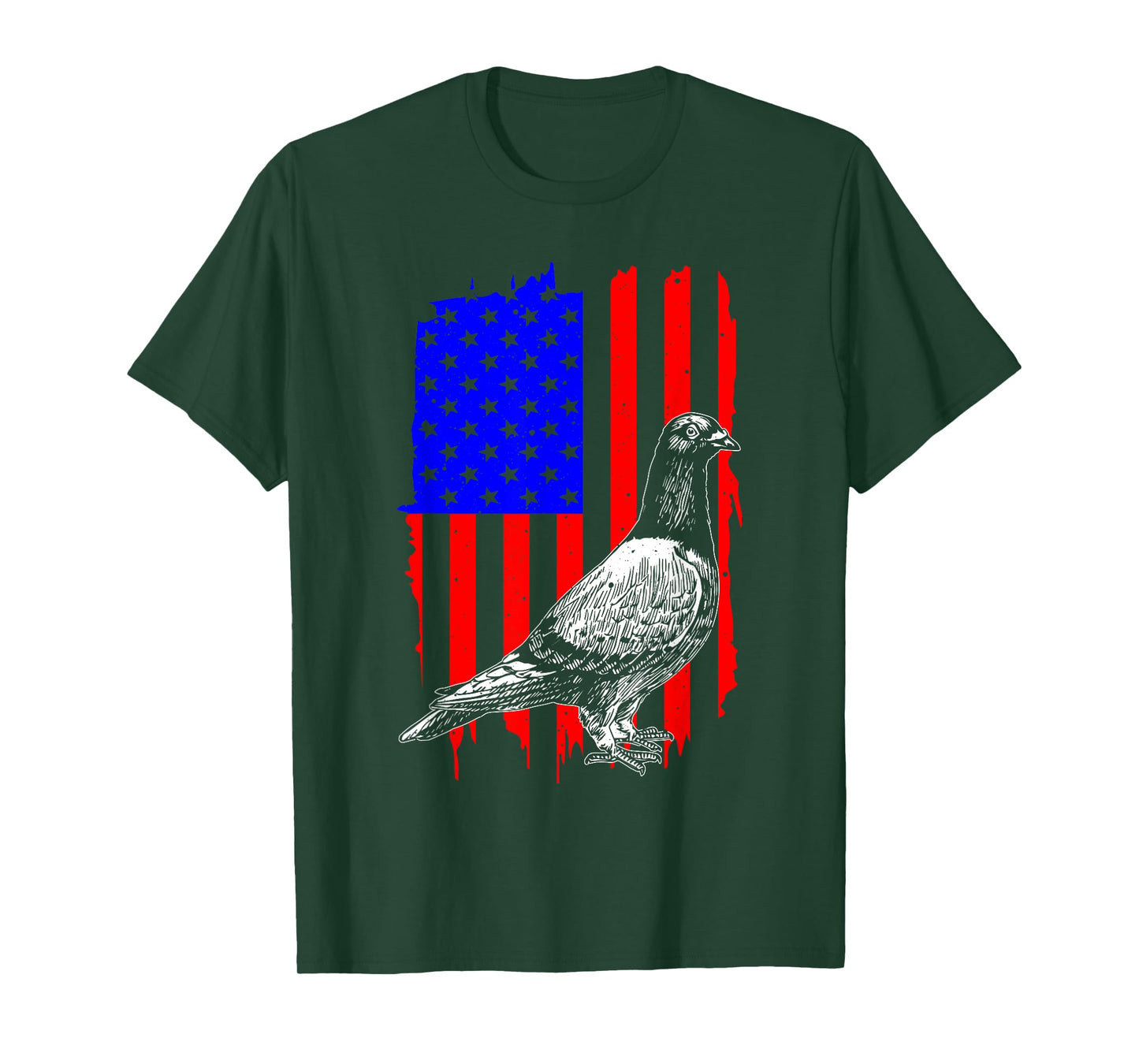 Cool Pigeon Design Men Women Patriotic US Flag Pigeon Lovers T-Shirt