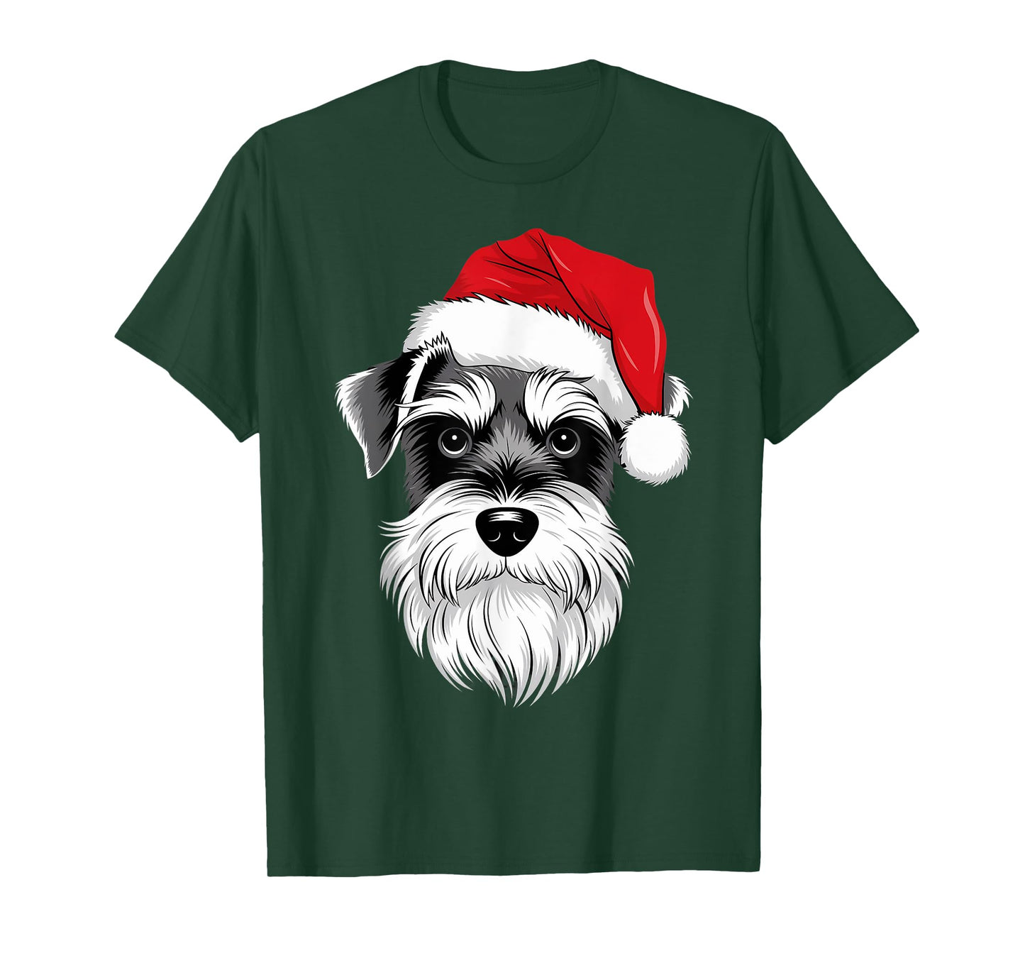 Mini Schnauzer Santa Dog on Miniature Schnauzer Christmas T-Shirt