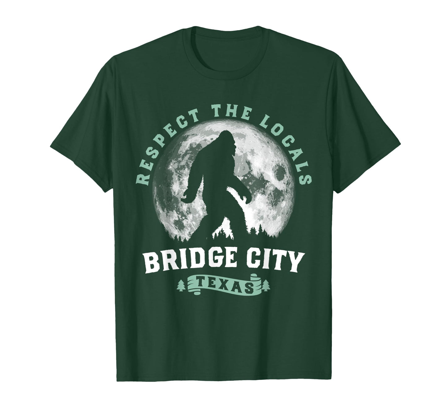 Bridge City Texas Bigfoot Night Walk Retro Moon T-Shirt