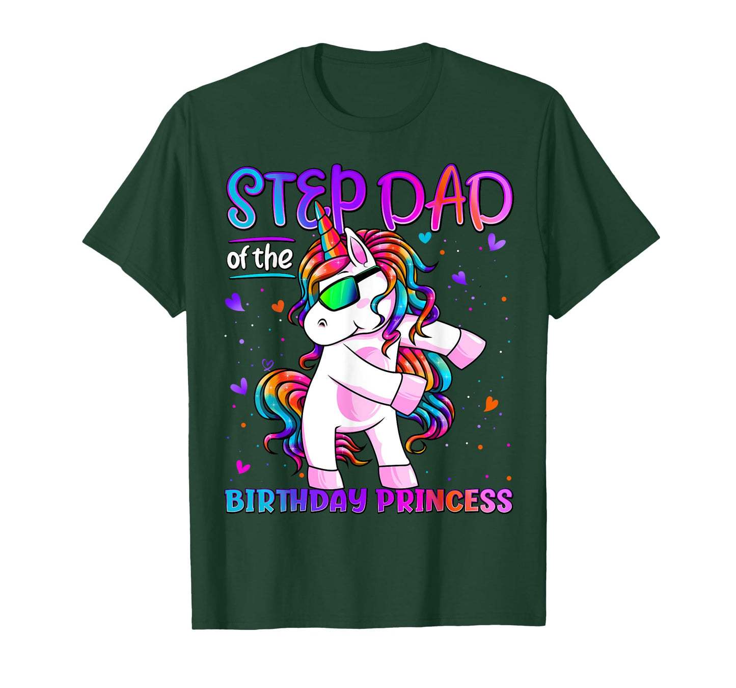 Step Dad of the Birthday Princess Flossing Unicorn Step Dad T-Shirt