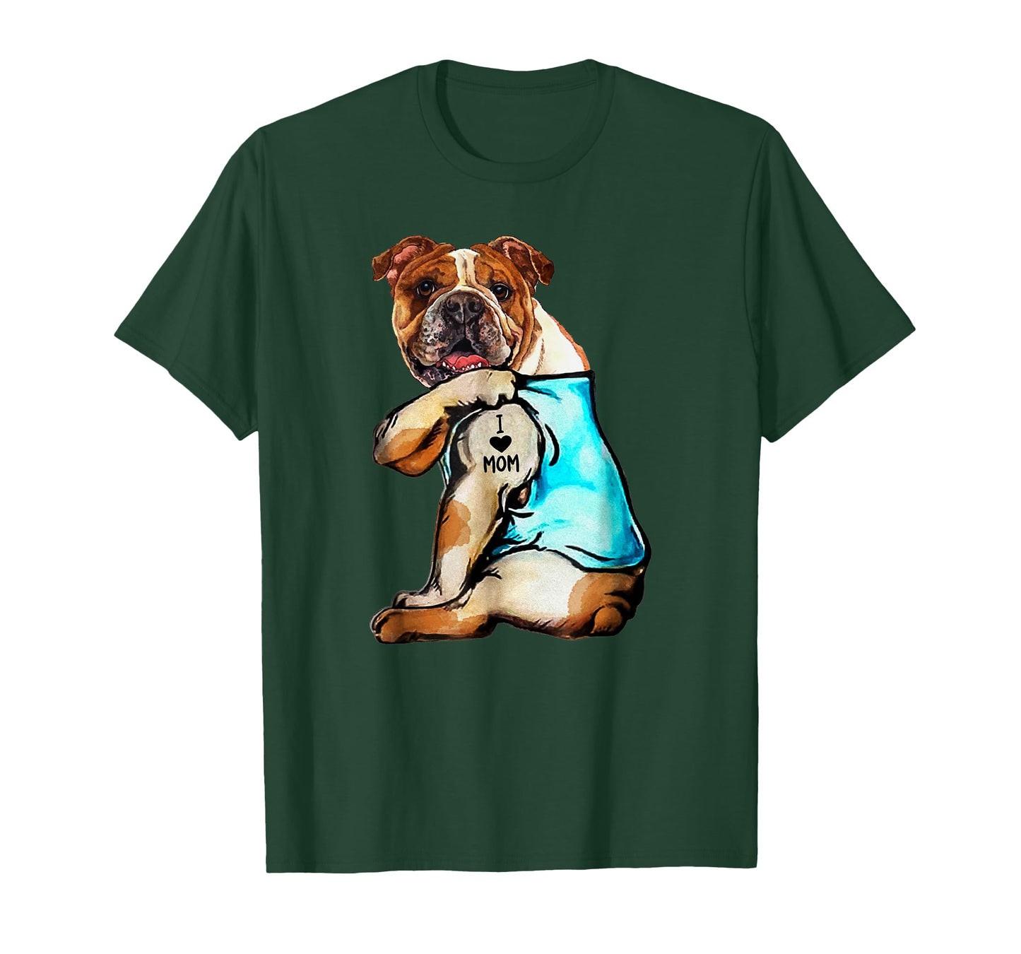 English Bulldog - I Love Mom Tattoo Mother's day gift T-Shirt for Men Women Kids