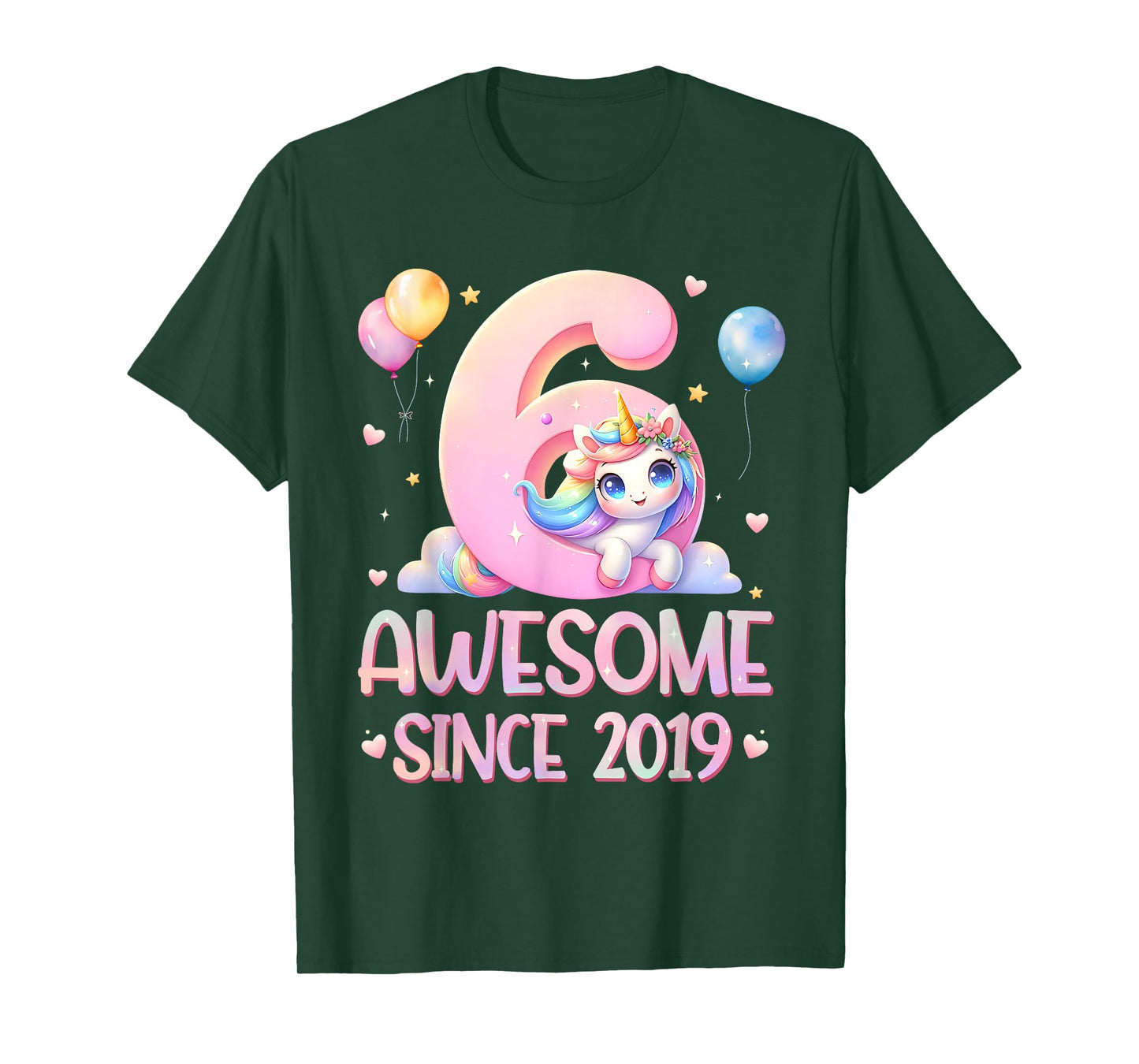 Unicorn 6th Birthday 6 Year Old Unicorn Party Girls Outfit T-Shirt