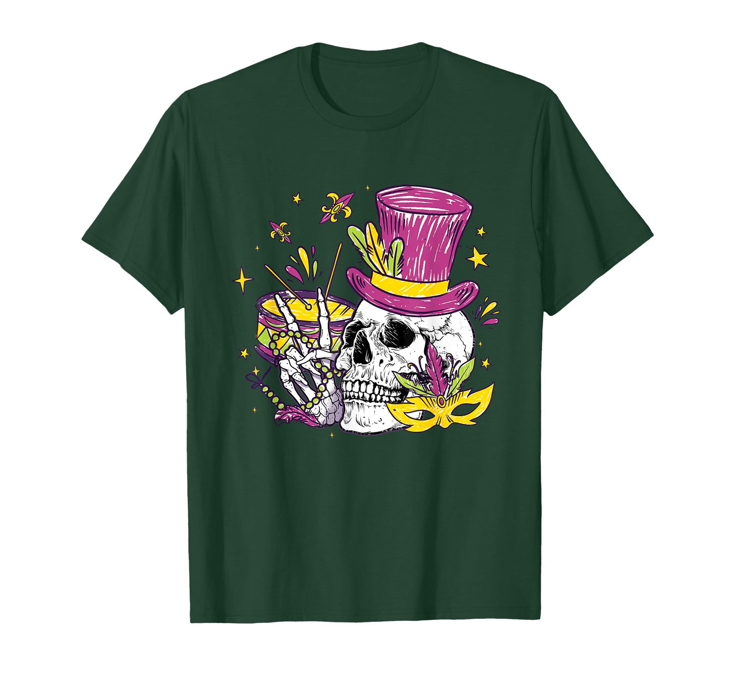 Funny Sugar Skull Mardi Gras Party Apparel Men Women Kids T-Shirt