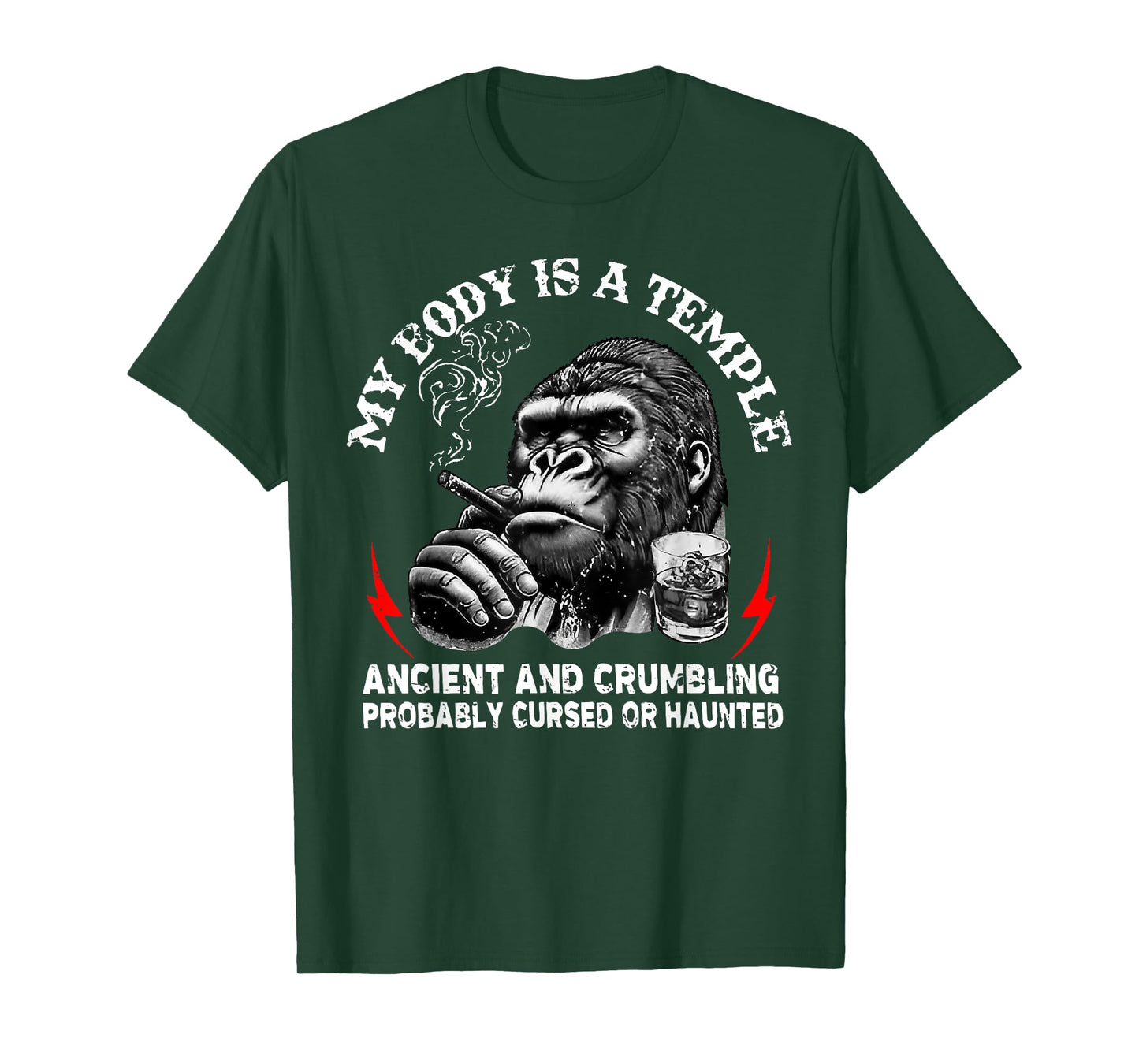 My Body is A Temple Ancient and Crumbling Monkey Funny Humor T-Shirt