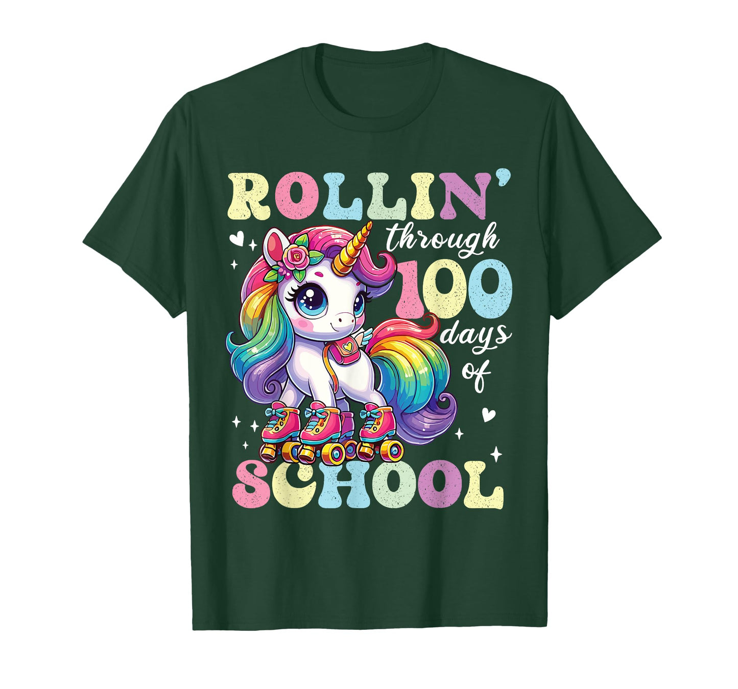 Cute 100 Days of School Girls Unicorn 100th Day School kids T-Shirt