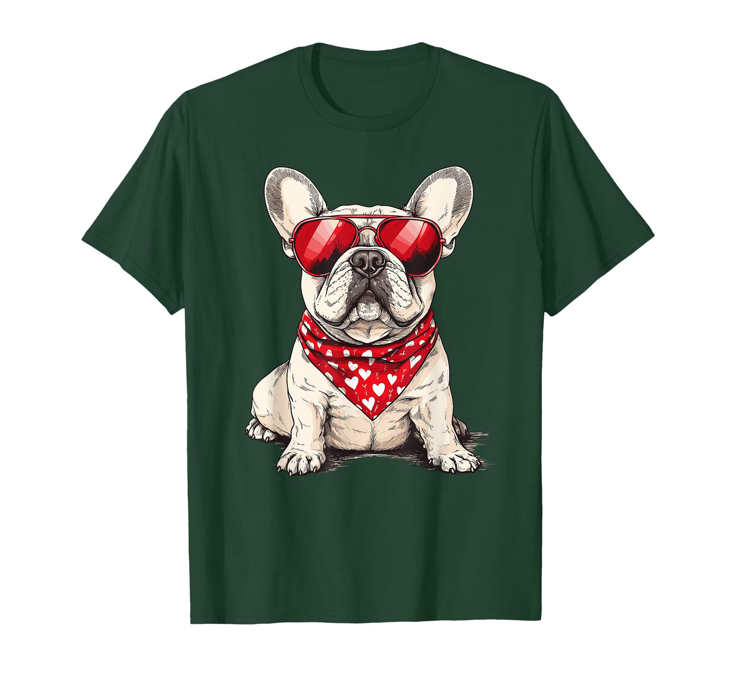 Frenchie Heart Bandana Cool French Bulldog Lover Valentines T-Shirt