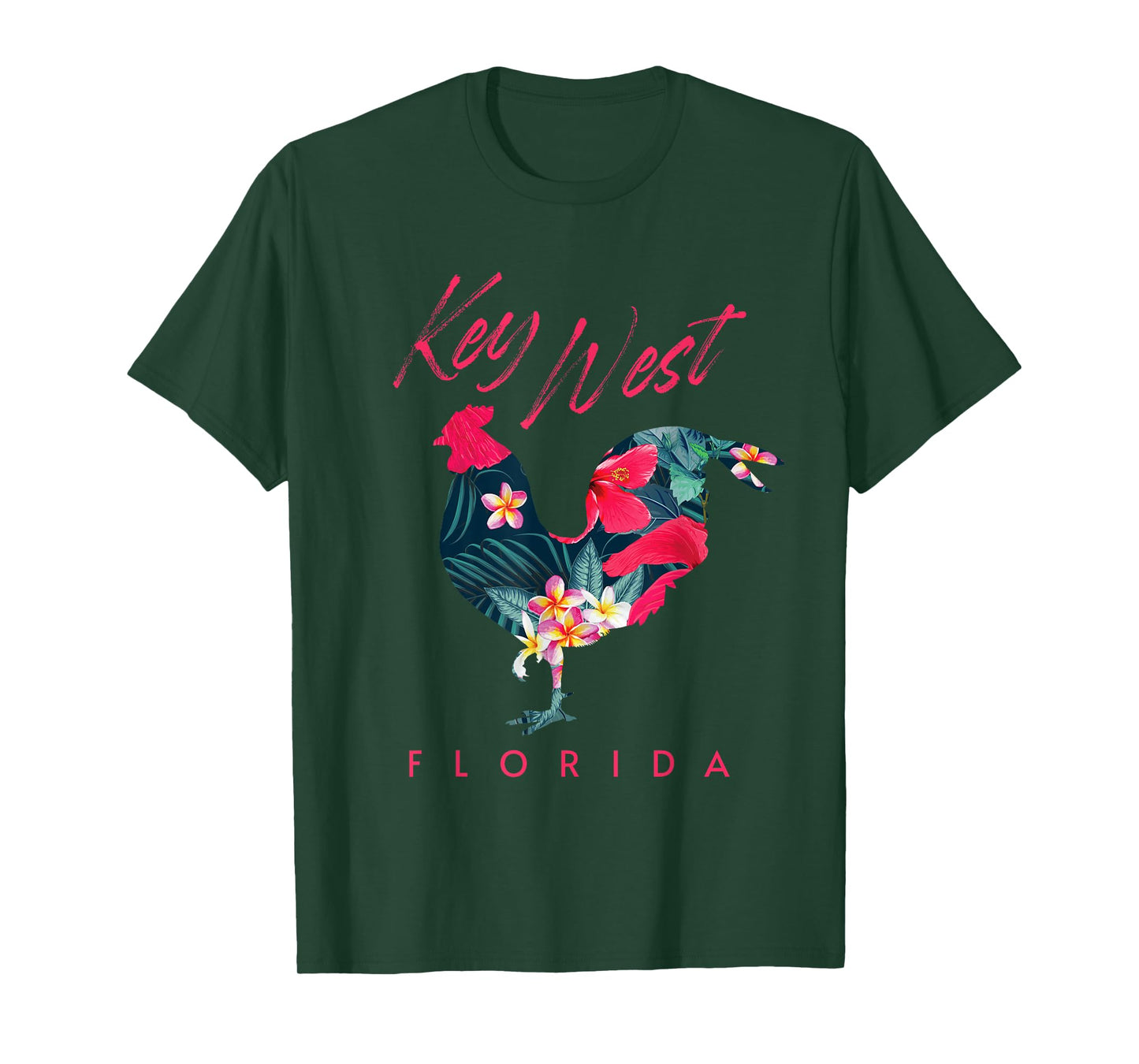 Key West Florida Chicken Lover Flower Hibiscus Souvenir T-Shirt