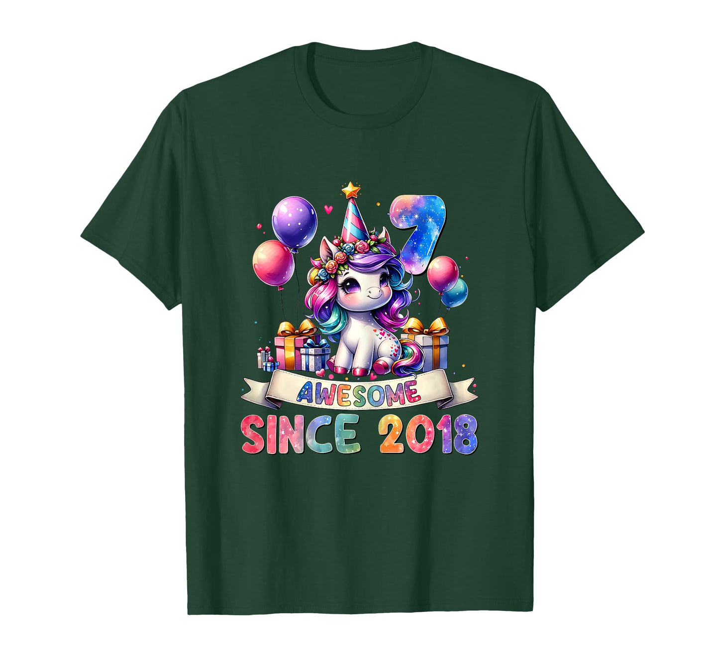 7 Year Old Unicorn Gifts For Girls 7th Birthday Girl Party T-Shirt