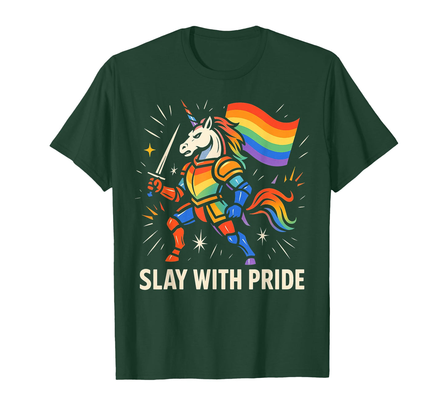Slay With Pride Rainbow Unicorn Armor T-Shirt