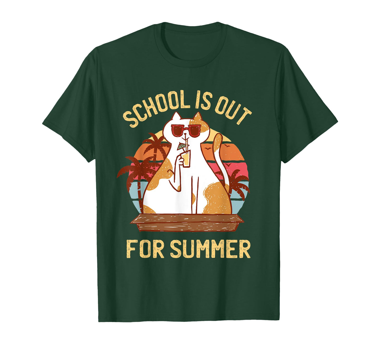 Last Day of School Shirt for Teachers - Retro Summer Cat T-Shirt