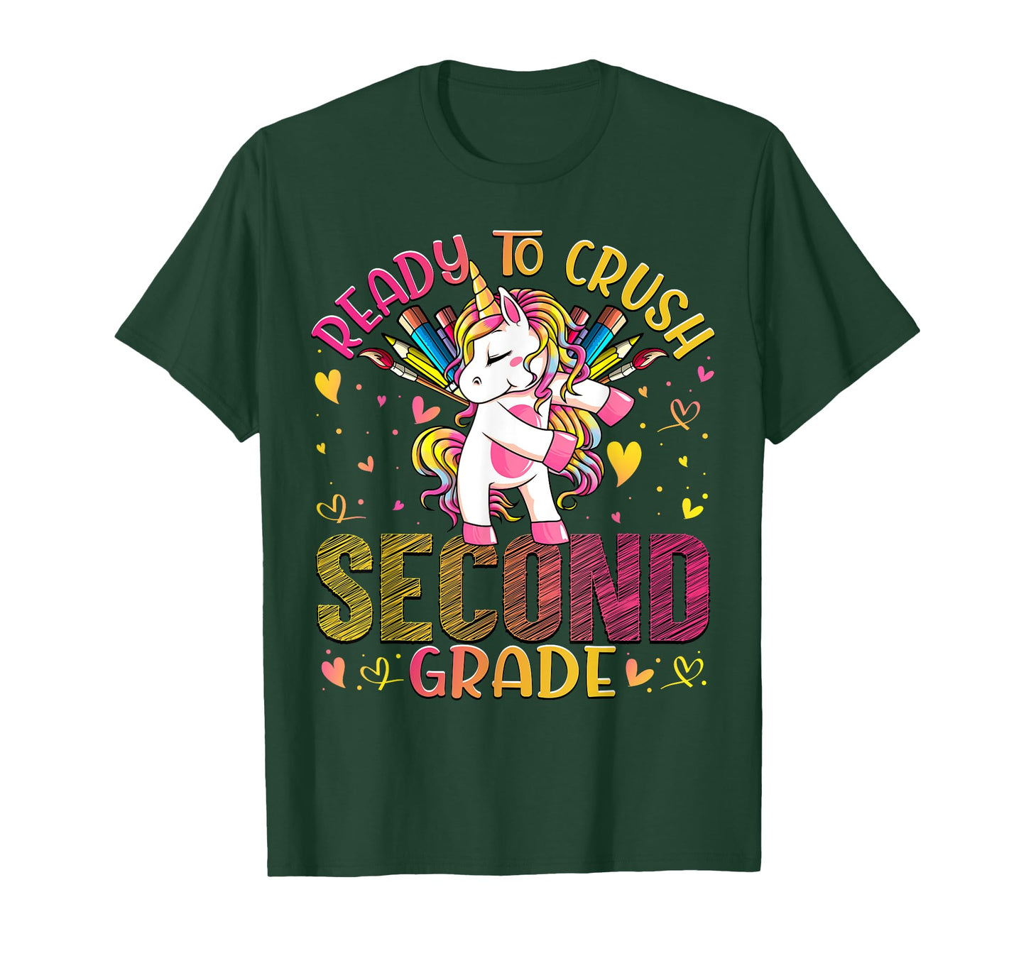 Ready to Crush Second 2nd Grade Back To School Unicorn Kids T-Shirt