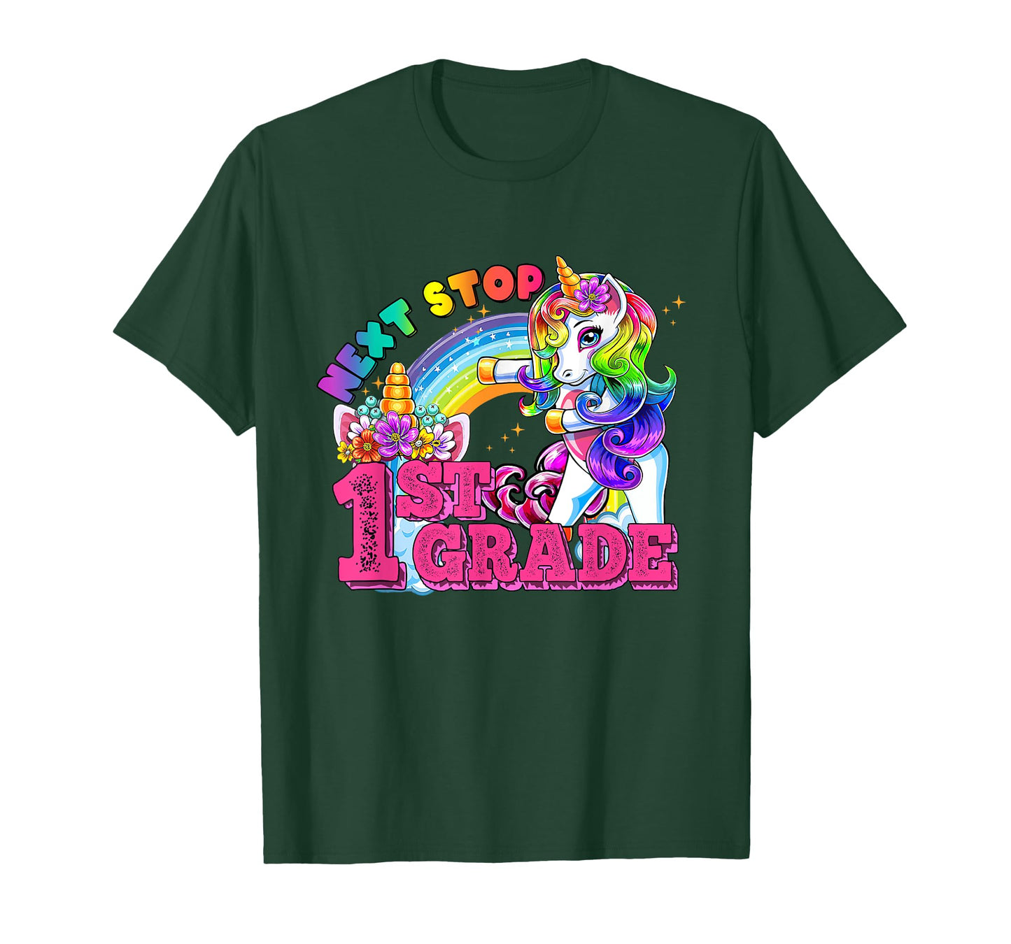 Next stop 1st grade First Grade Here I come Flossing Unicorn T-Shirt