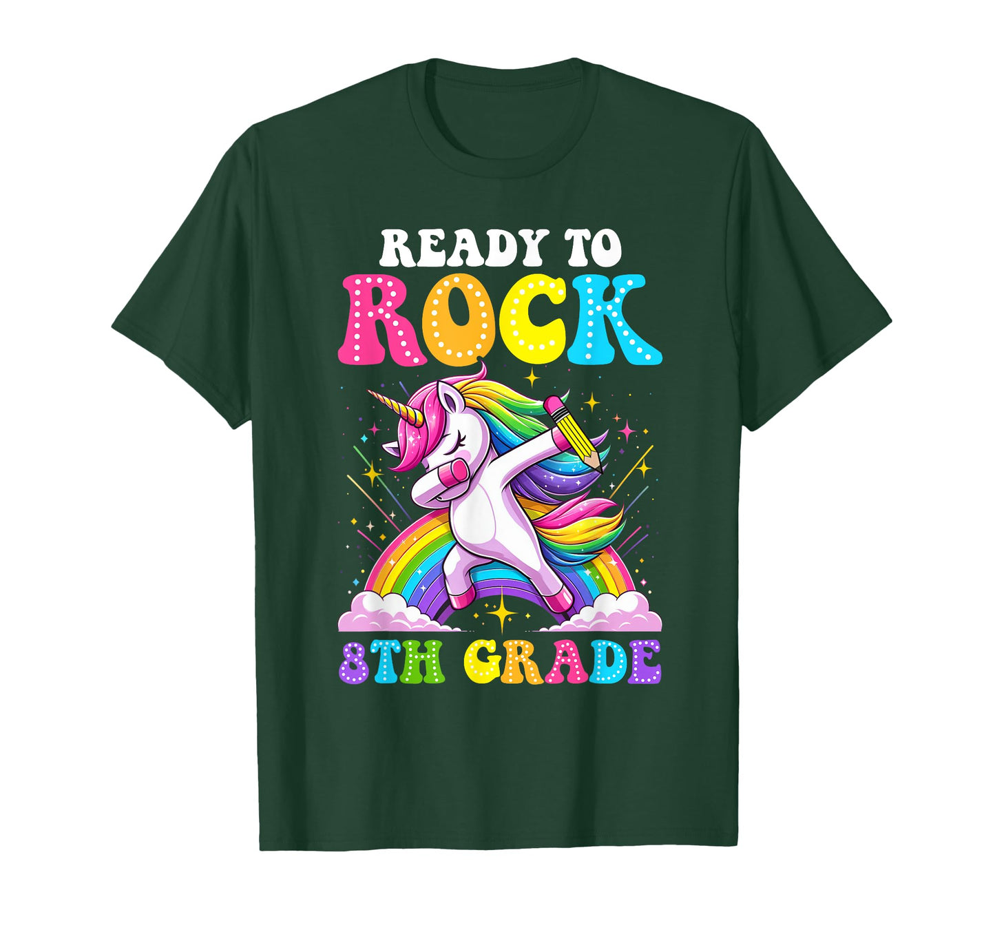 Ready To Rock 8th Grade Dabbing Unicorn Back To School Girls T-Shirt