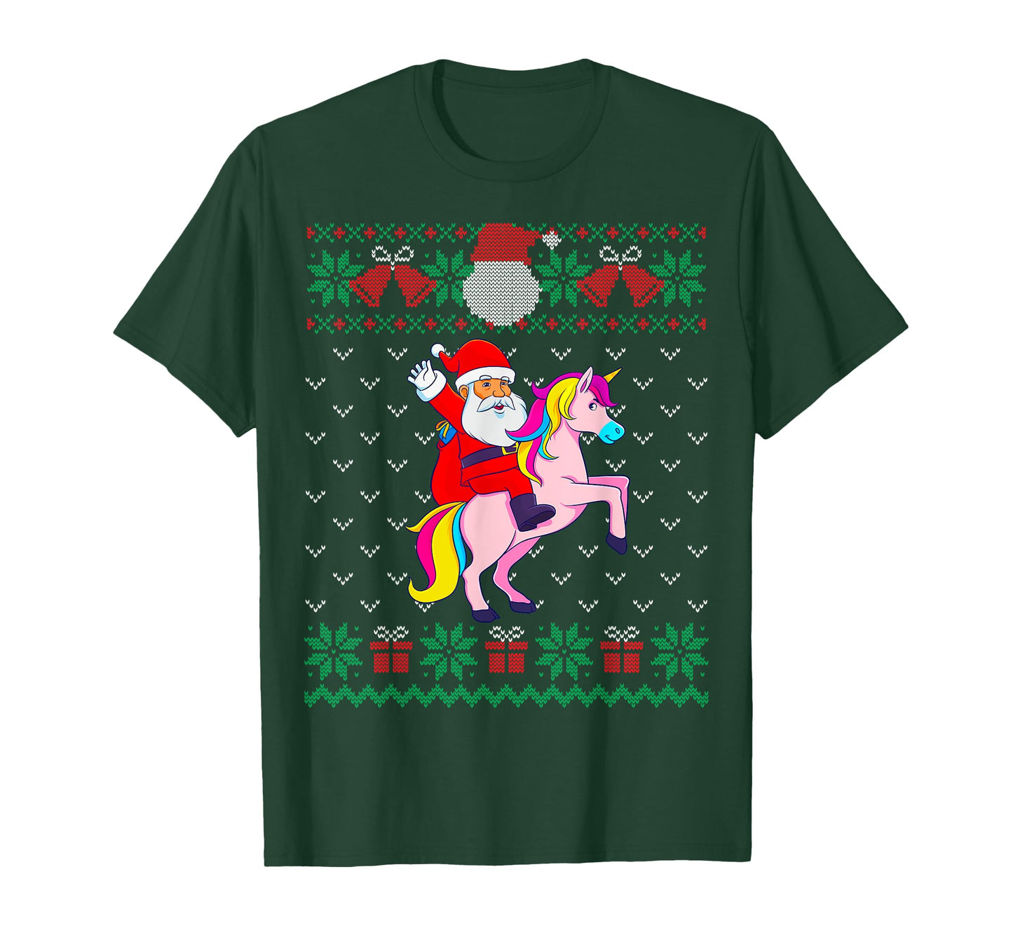 Santa Riding Unicorn, Ugly Christmas Sweater, Women Girls T-Shirt