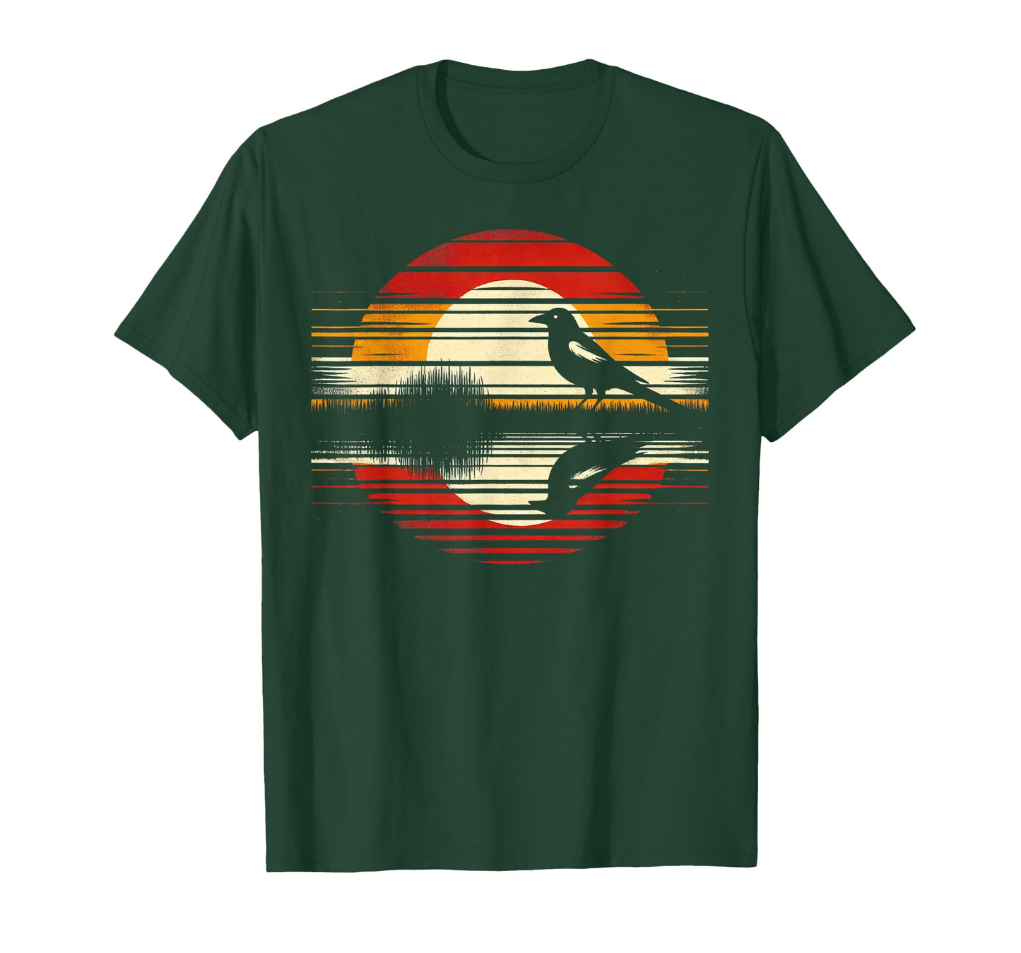 Magpie Bird Sunset Retro Style Safari Vintage 70s T-Shirt